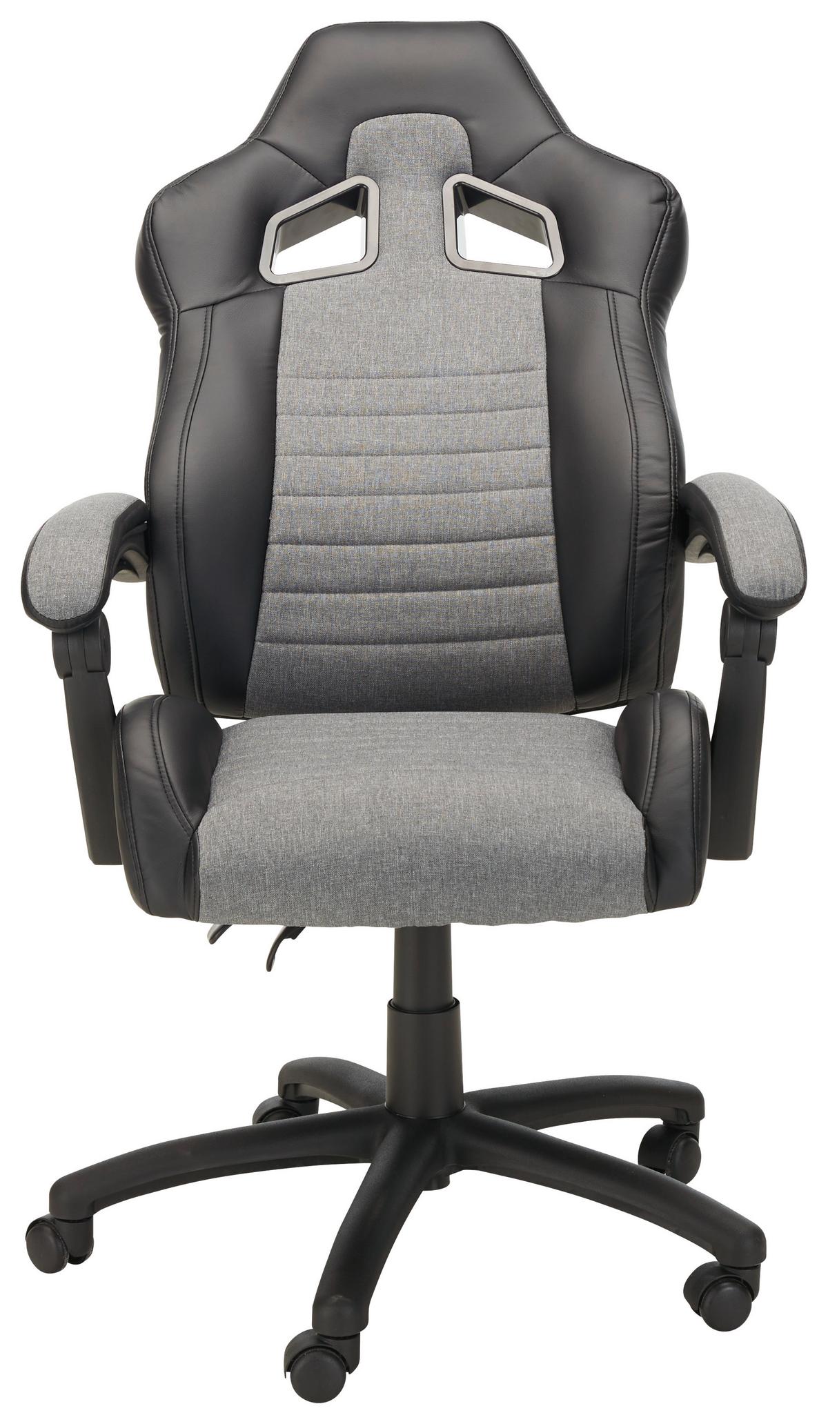 chaise gaming in Grau/Schwarz - Schwarz/Grau, Modern, Holz/Kunststoff (65/124,5/50cm) - Mömax
