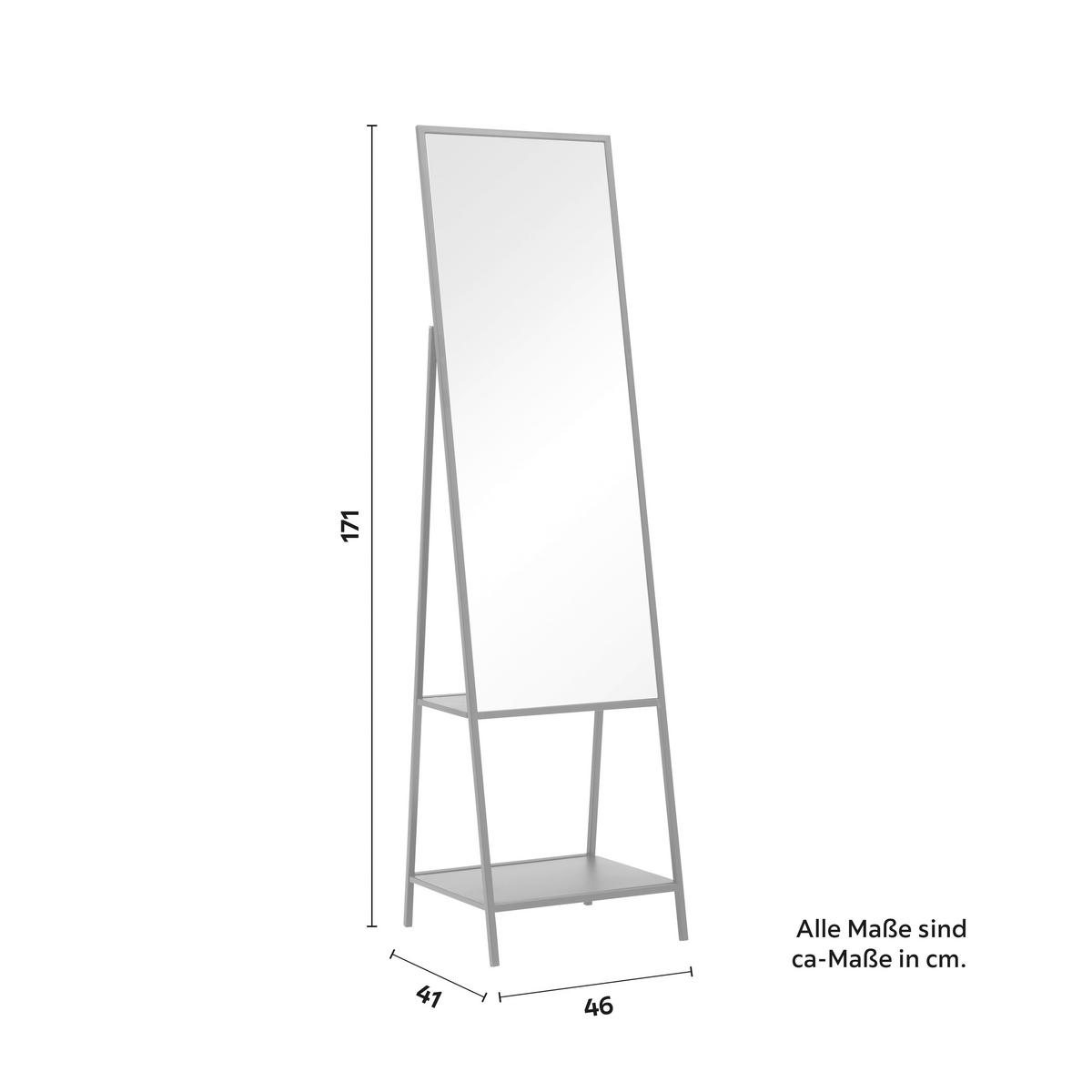 Spiegel Milana Schwarz ca.  46x171x41 cm - Schwarz, MODERN, Glas/Metall (46/171/41cm) - Bessagi Home