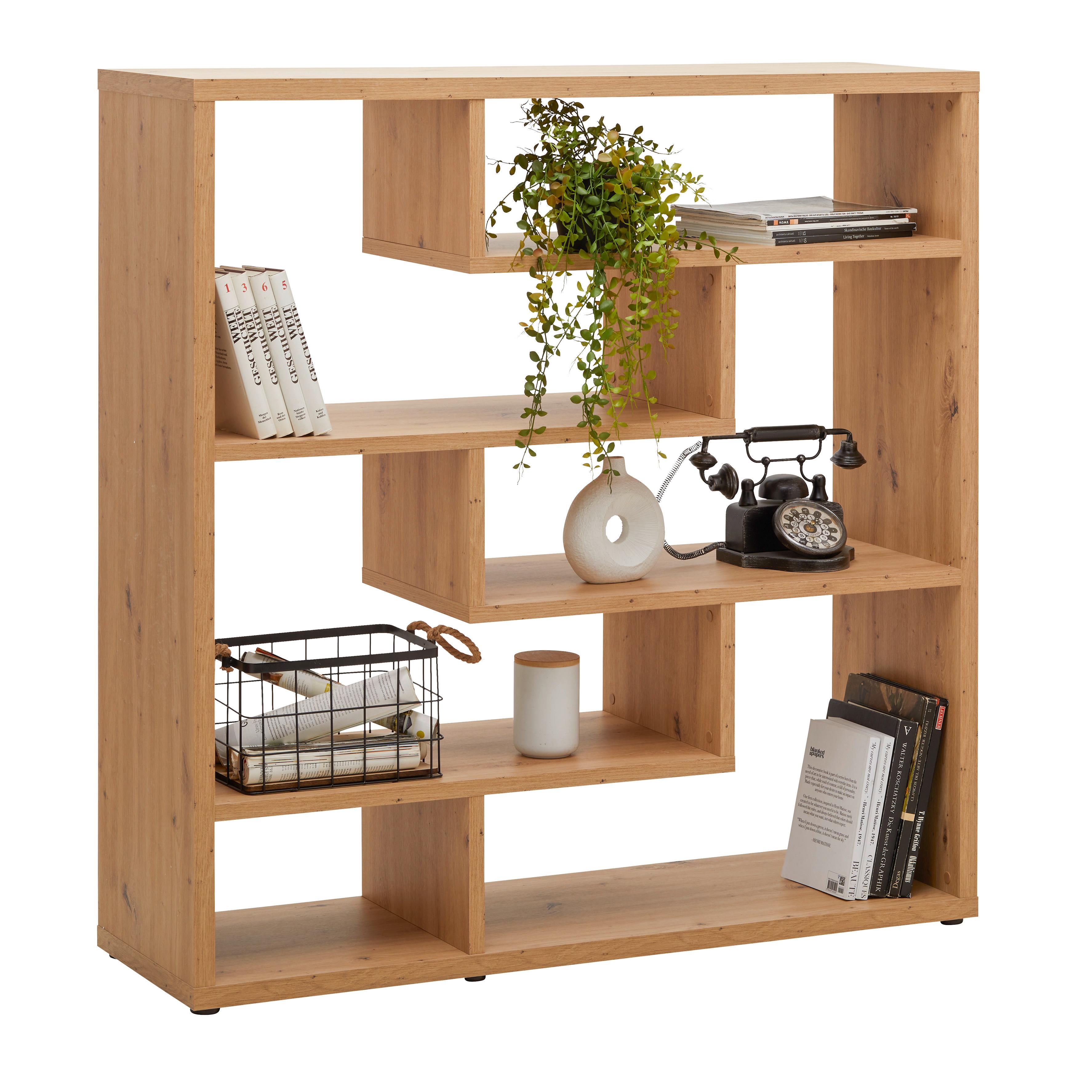 Raumteiler Bounty Eiche Artisan - Schwarz/Eiche Artisan, Modern, Holzwerkstoff/Kunststoff (130/134/43cm) - Mömax