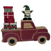 Dekowagen Santa Grün/Rot/Naturfarben - Rot/Naturfarben, Konventionell, Holzwerkstoff/Kunststoff (16/13/1,5cm) - Mömax