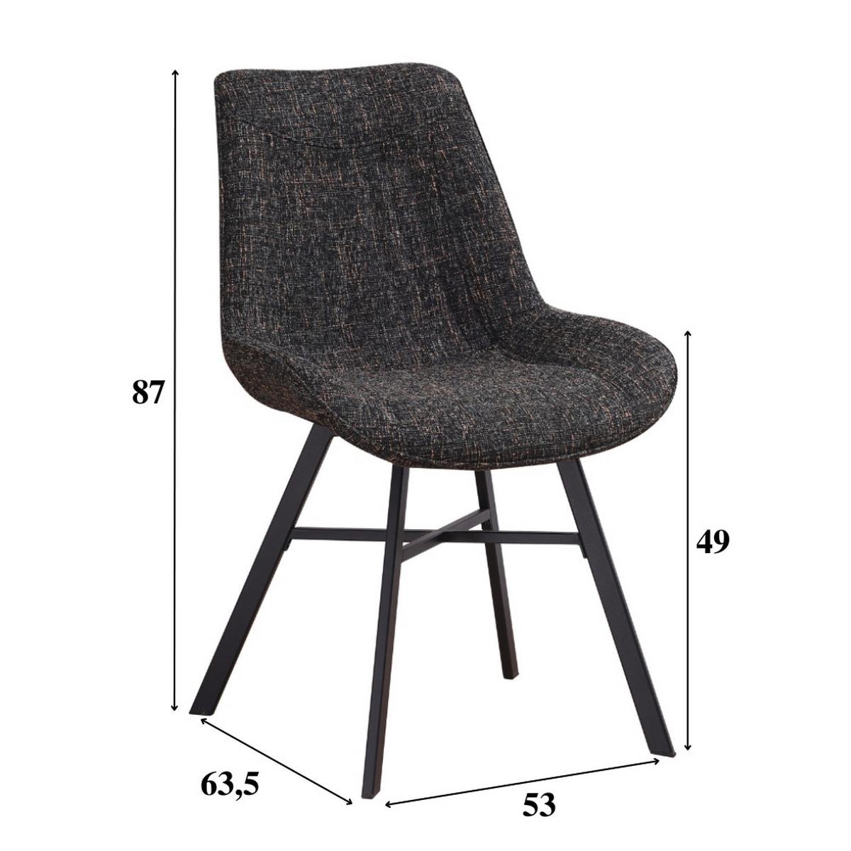 Stuhl-Set Samuel ca. 53x87 cm 2er-Set Schwarz - Schwarz, Design, Textil (53/87/63cm) - MID.YOU