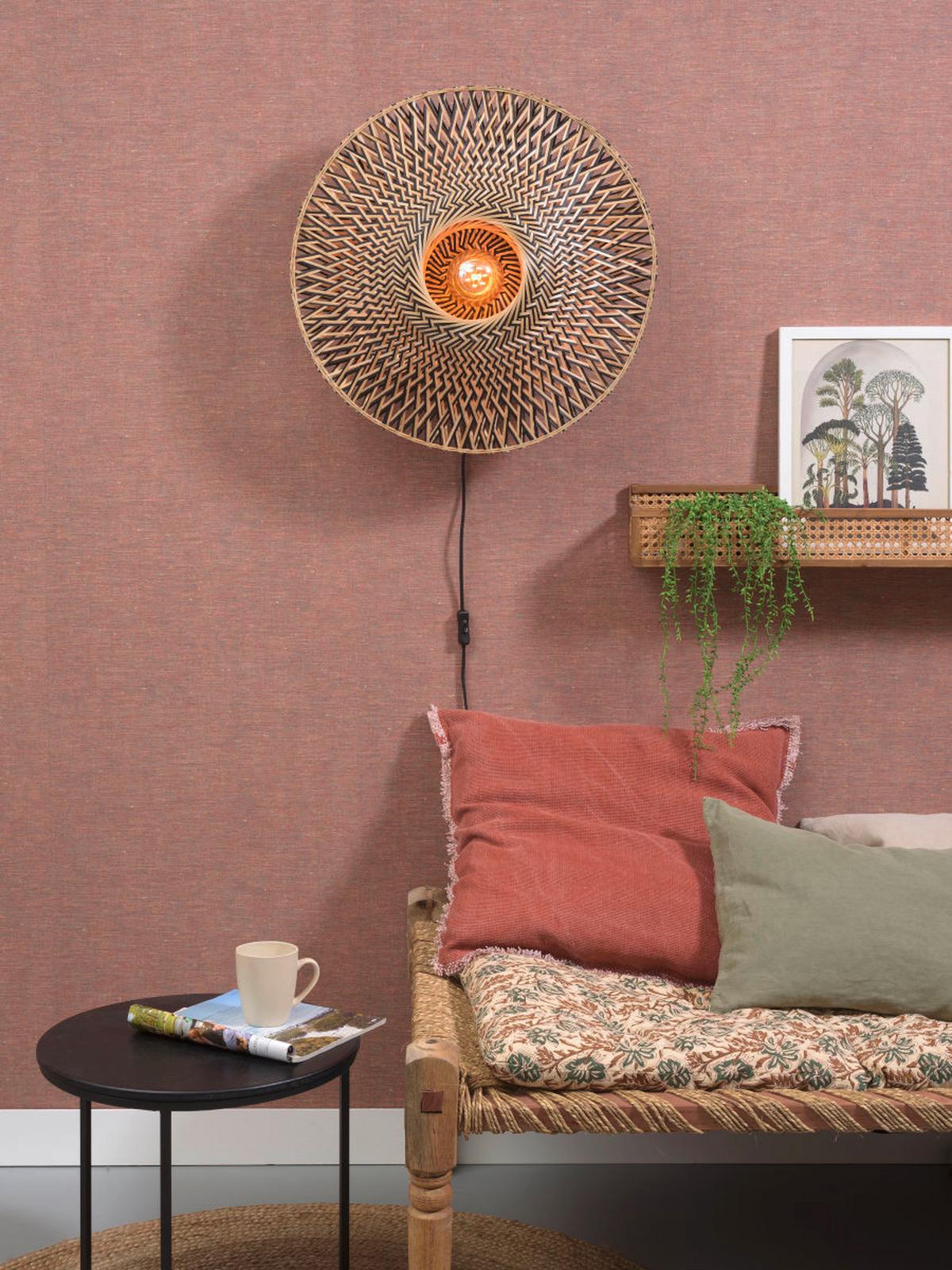 Wandleuchte Bali in Schwarz/Braun max. 40 Watt - Hellbraun/Schwarz, Design, Naturmaterialien/Metall (60/15cm) - Good & Mojo