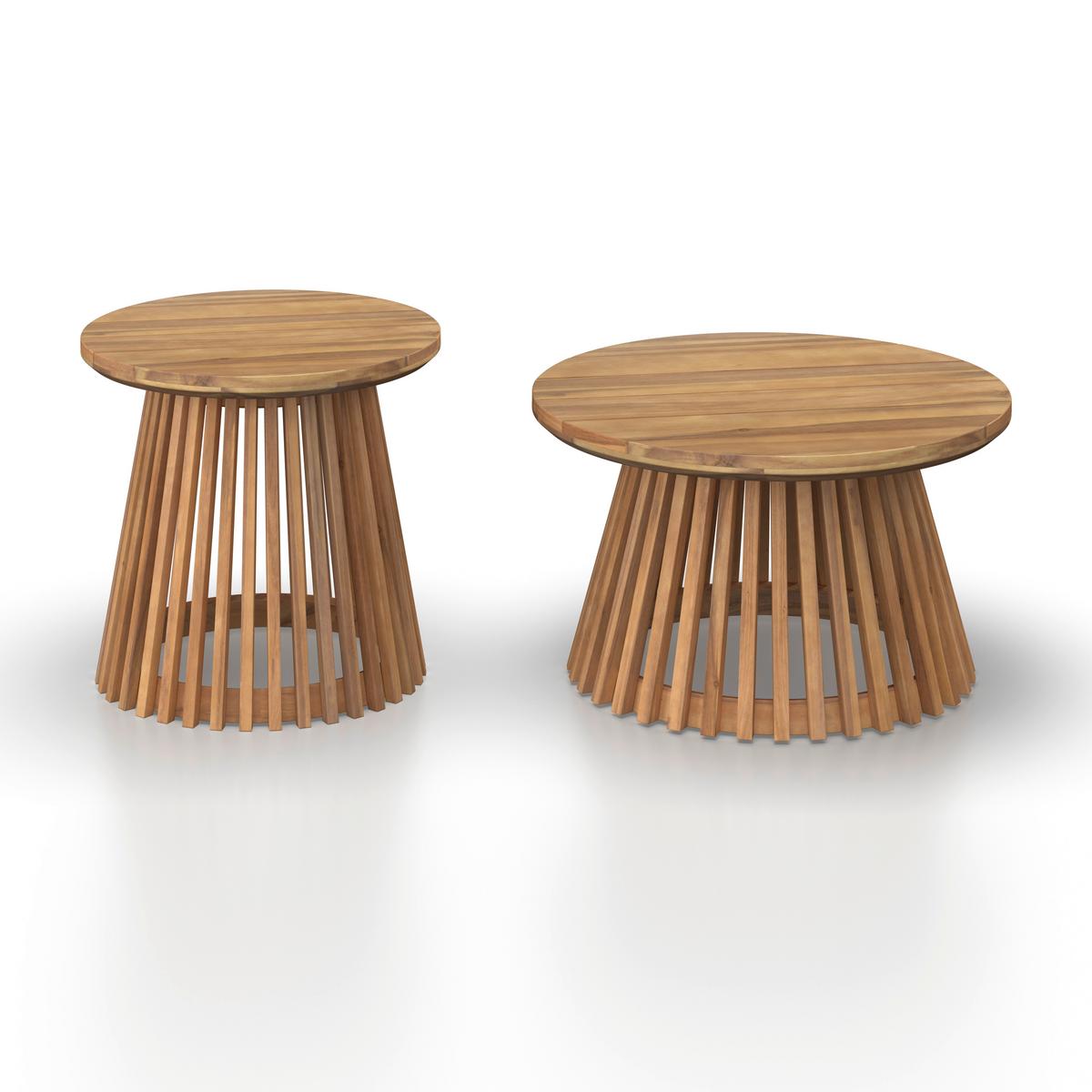 Loungegarnitur Mara Holz Outdoorstoff/Metall - Creme/Teakfarben, MODERN, Holz/Textil (190/62,5/70cm) - Bessagi Garden