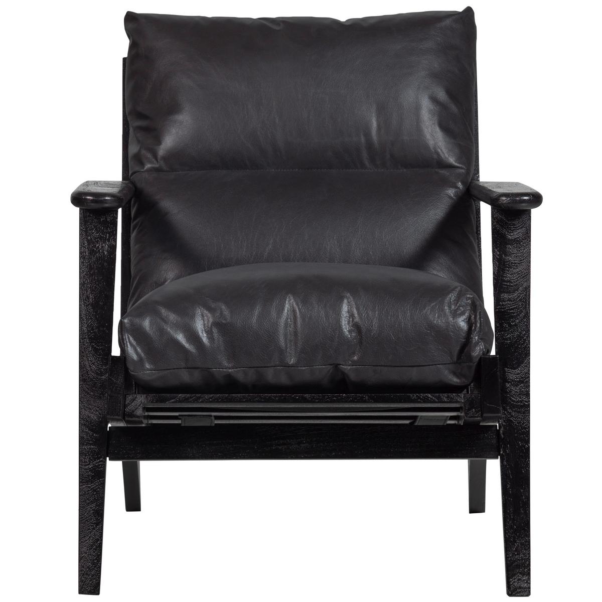 Sessel Houston Akazie/Leder Schwarz - Schwarz, Design, Leder/Holz (71/86/71cm) - Livetastic