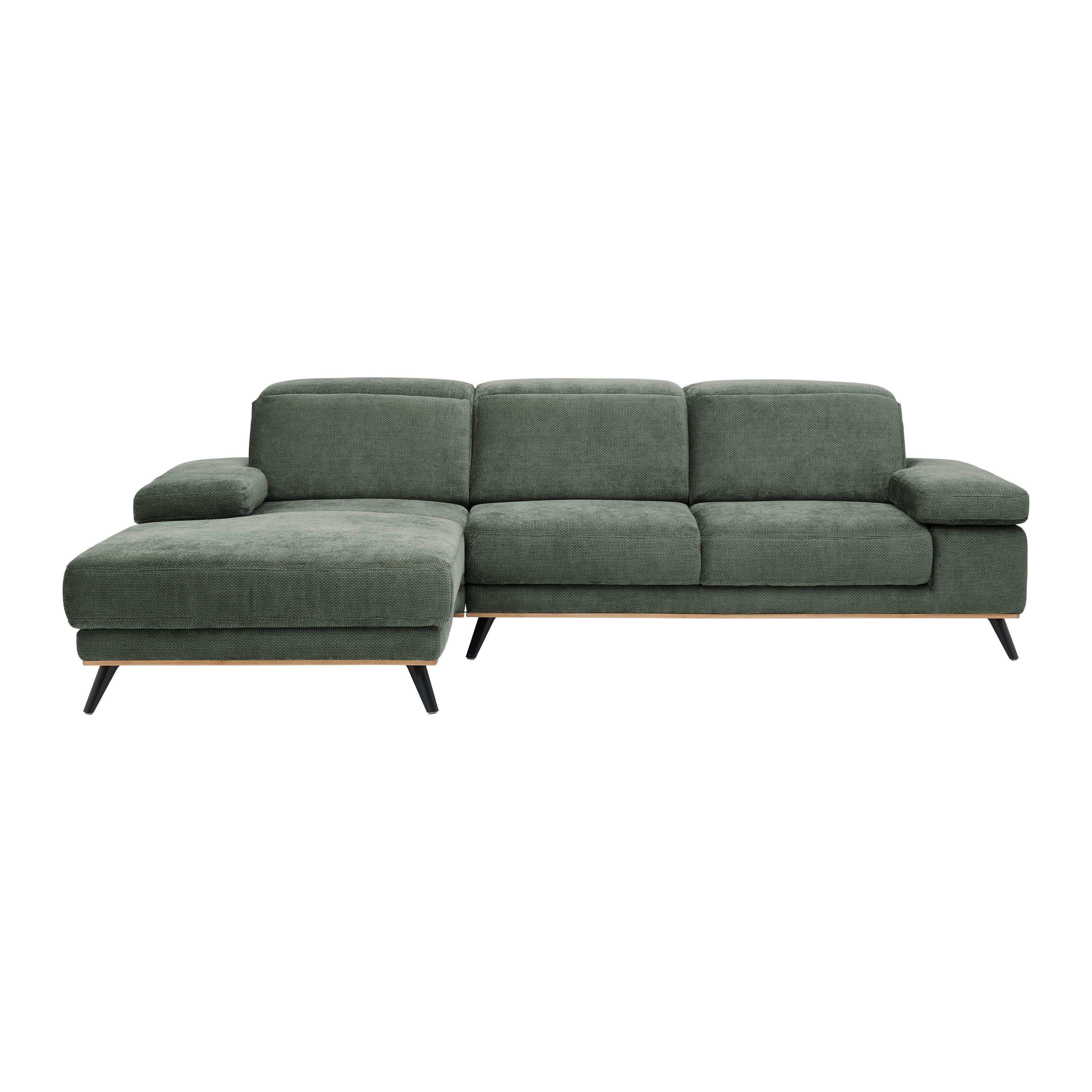 Sarokkanapé Royce - olívazöld, Modern, textil (194/81-105/283cm) - Premium Living