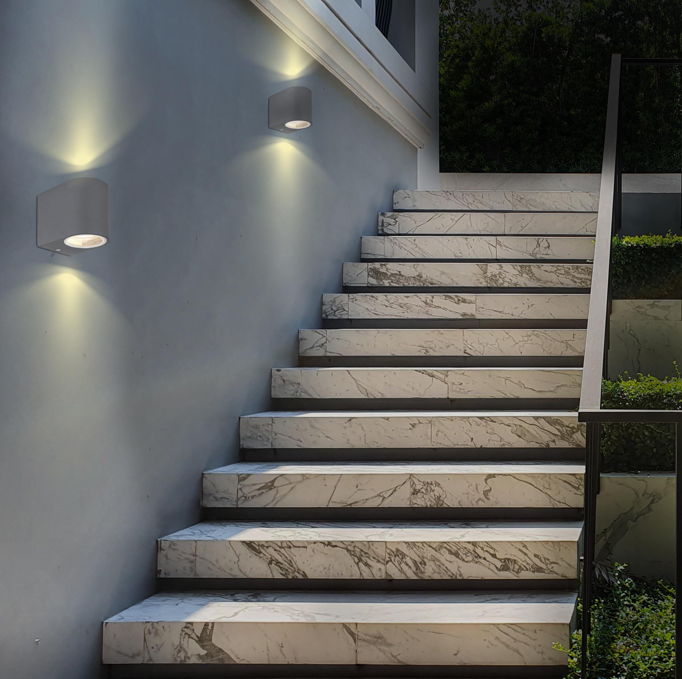 Außenleuchte Veronika max. 35 Watt - Klar/Anthrazit, Design, Glas/Metall (6,8/9,2/8,1cm) - Globo