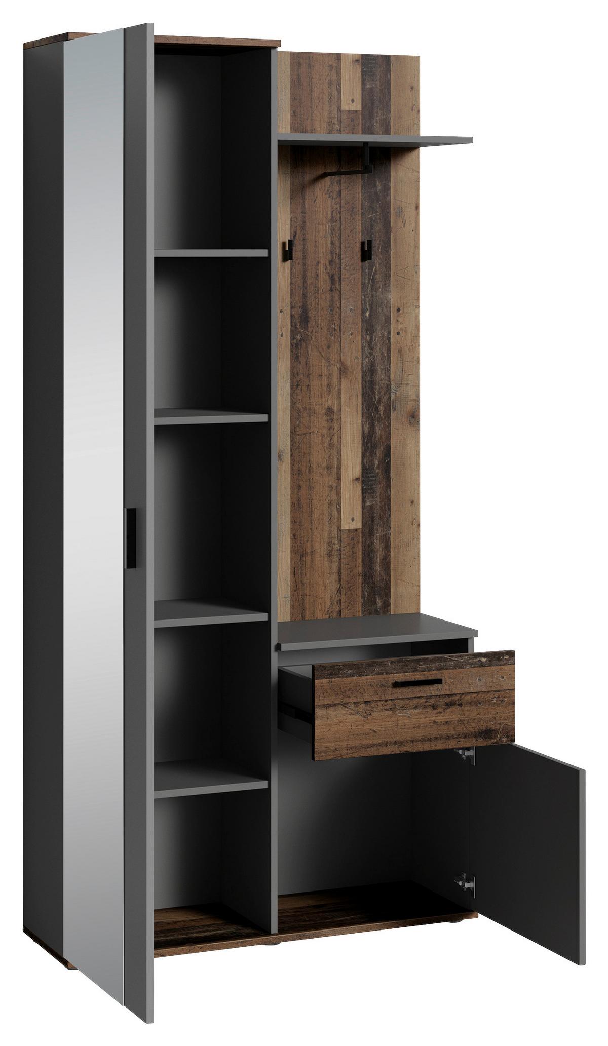 Garderobe Jakob Alteiche Dekor/Anthrazit B: 97 cm - Alteiche/Anthrazit, MODERN, Holzwerkstoff (97/195/30cm) - MID.YOU