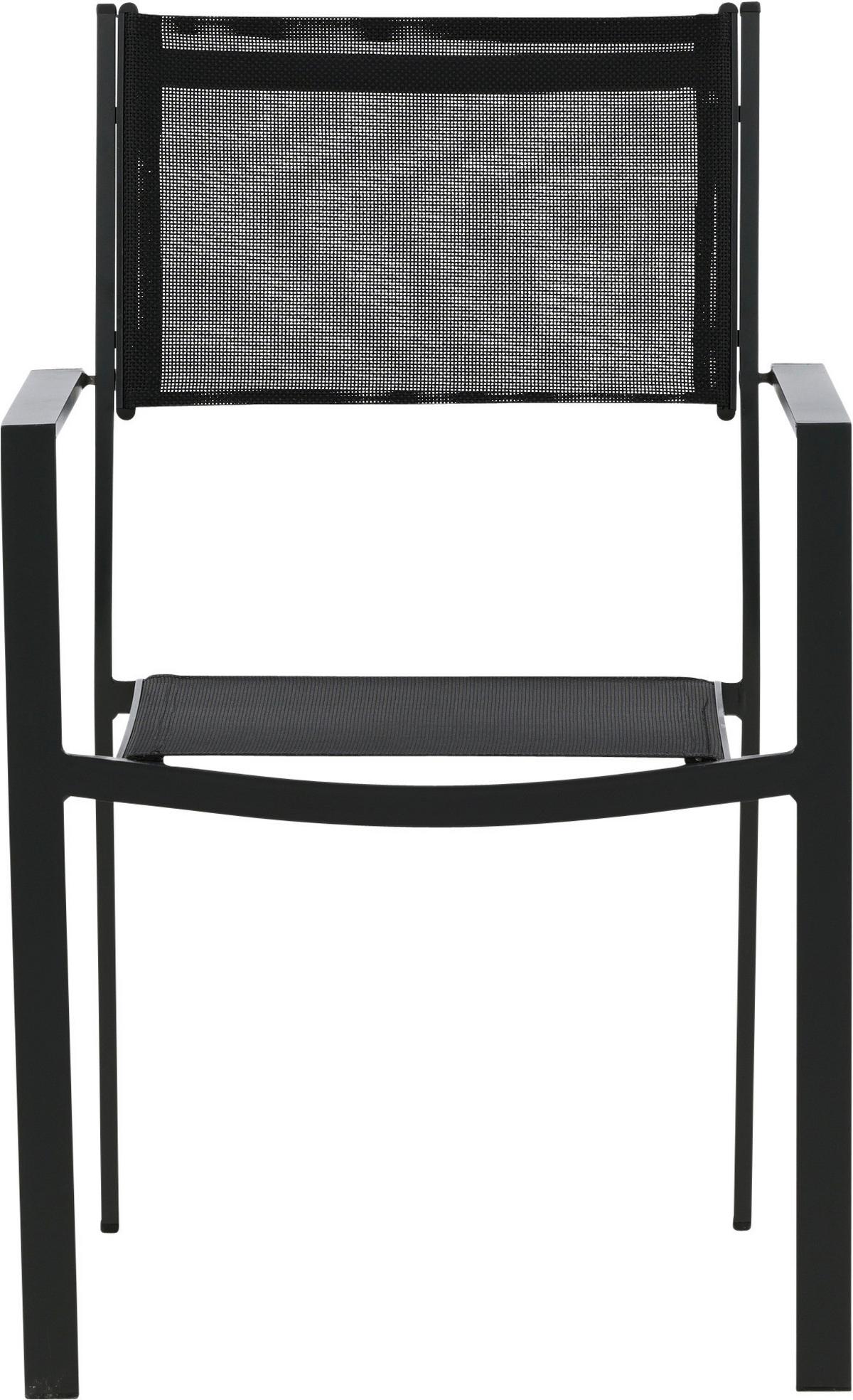 Stapelsessel-Set Copacabana Schwarz Aluminium 2er-Set - Schwarz, KONVENTIONELL, Textil/Metall (56.5/88/61cm) - Gardenson