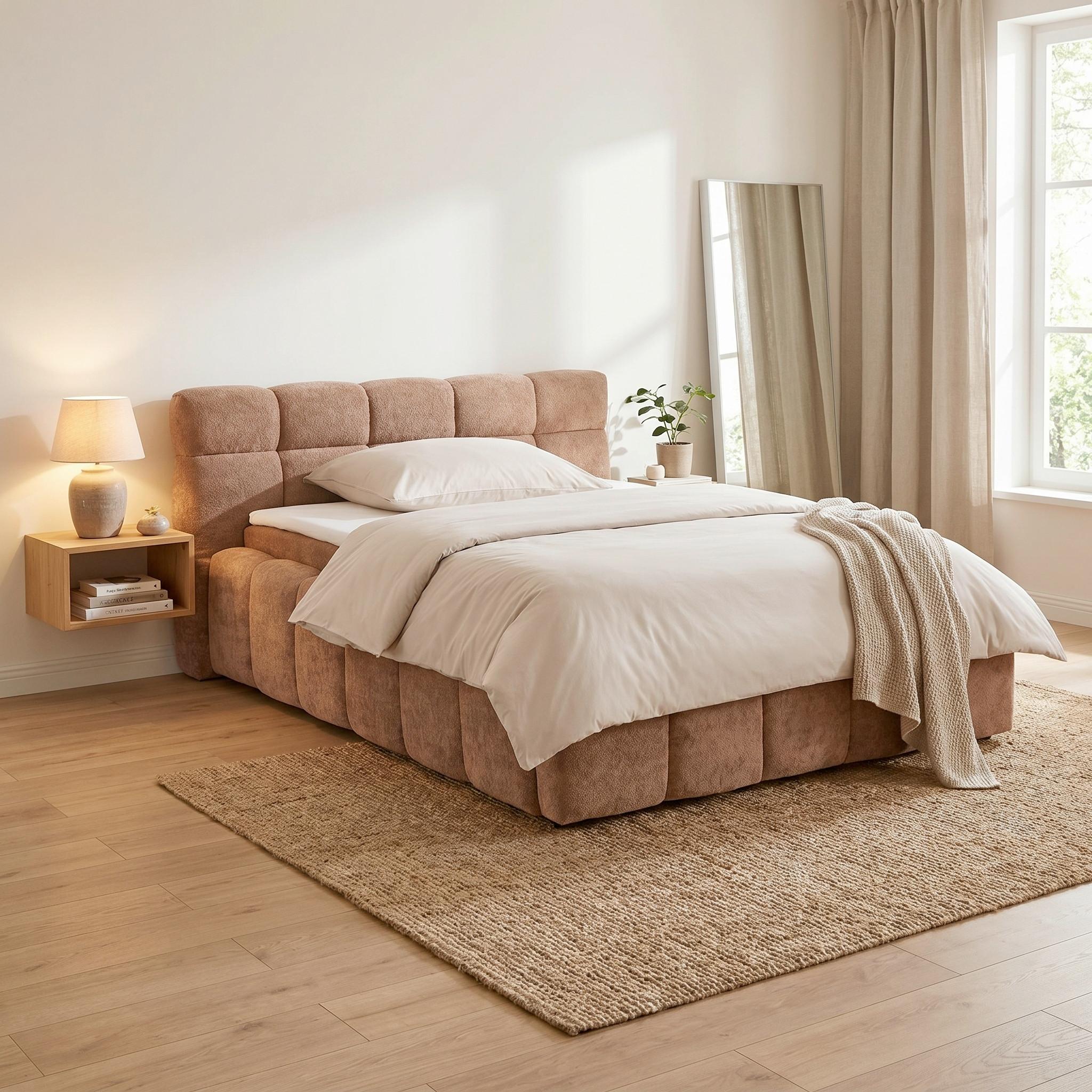 Oblazinjena Postelja Monte, Svetlo Rjava, 120x200 - svetlo rjava/črna, Konvencionalno, umetna masa/tekstil (120/200cm) - Based