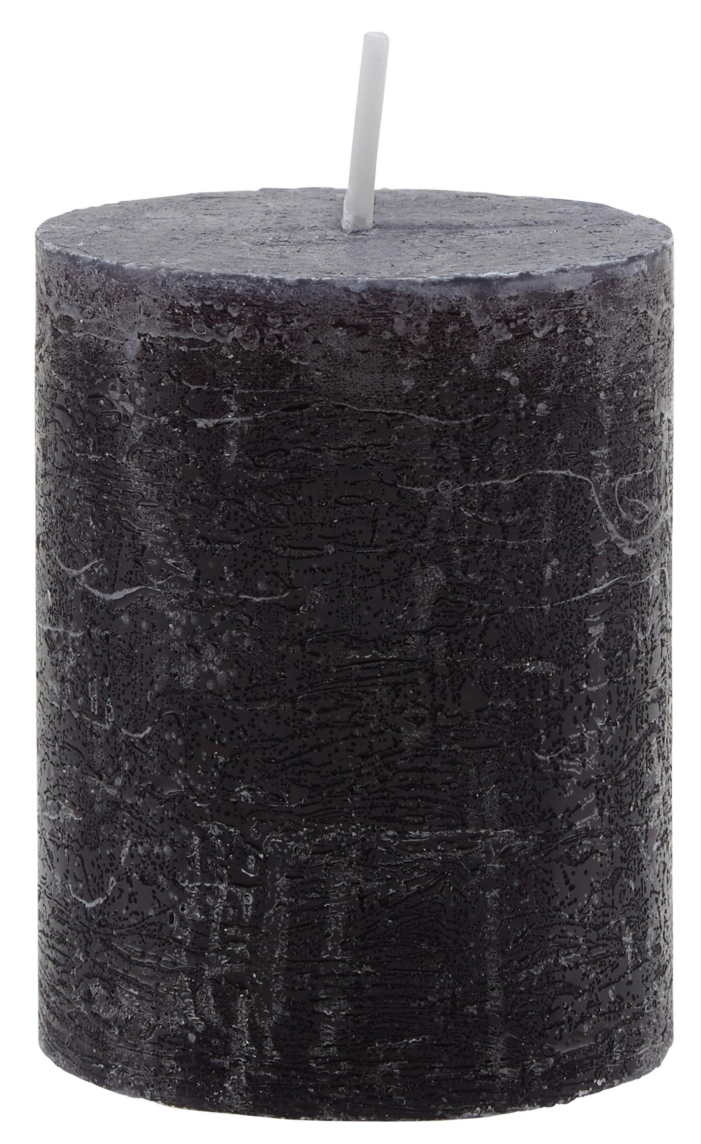 Stumpenkerze Lia in Schwarz - Schwarz, MODERN (6,8/9cm) - Premium Living