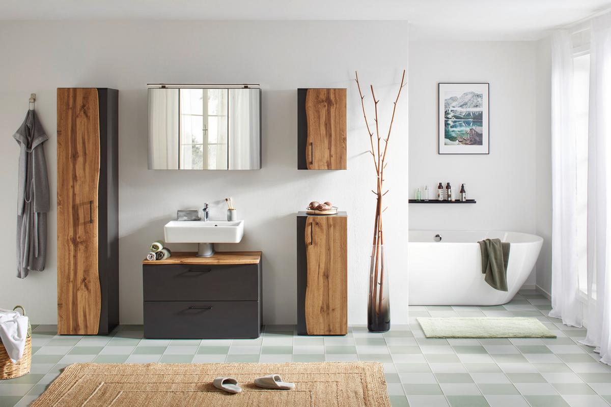 Unterschrank in Eichefarben/Grau - MODERN, Holzwerkstoff/Kunststoff (40/94/35cm) - Premium Living