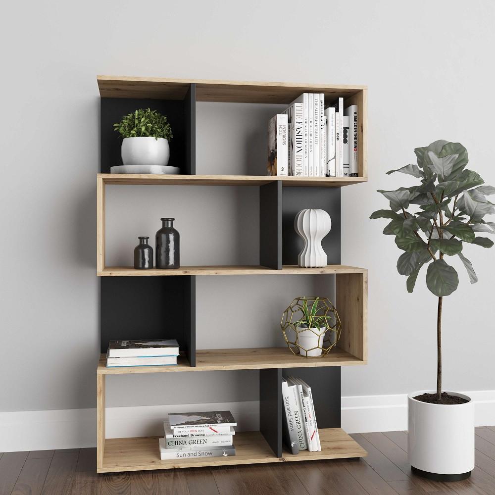 Regal Shelfy 8 Fächer ca. 103x146 cm Grau/Eiche - Eiche Artisan/Grau, MODERN, Holzwerkstoff (103/146/36cm) - MID.YOU