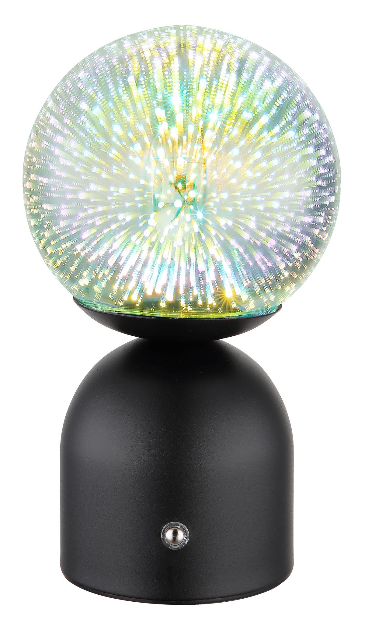 AKKU-TISCHLEUCHTE 21006SS - Klar/Schwarz, Konventionell, Glas/Metall (12/21cm) - Globo