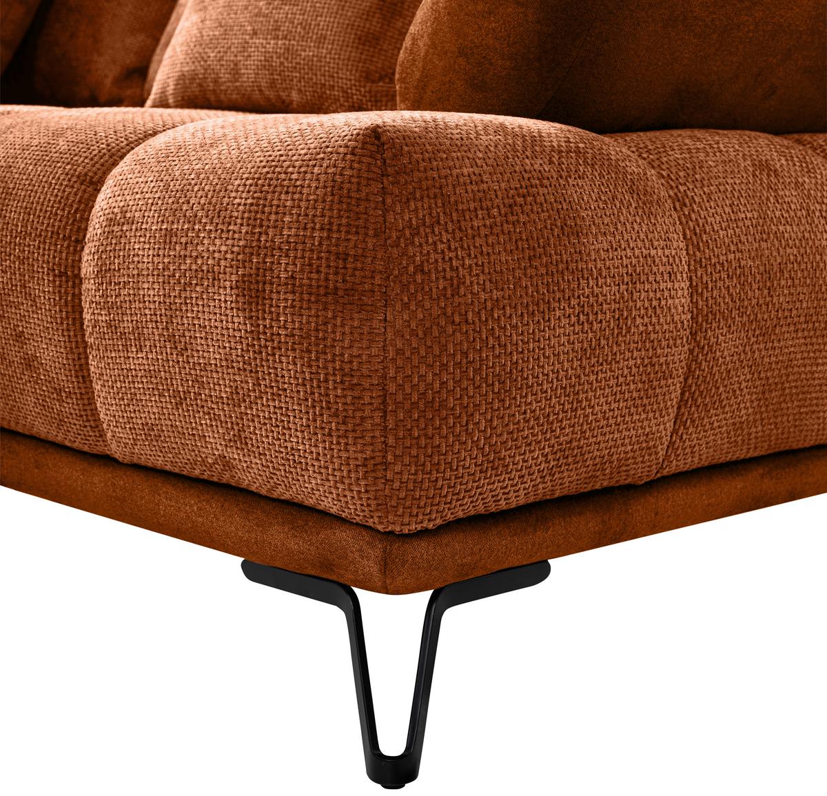 Ugaona Garnitura Largo N - bakarna/crna, Moderno, tekstil/metal (184/262cm) - Modern Living