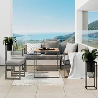 Loungegarnitur-Set Mila aus Akazie massiv - Grau, MODERN, Holz/Metall (190/72/76cm) - Based
