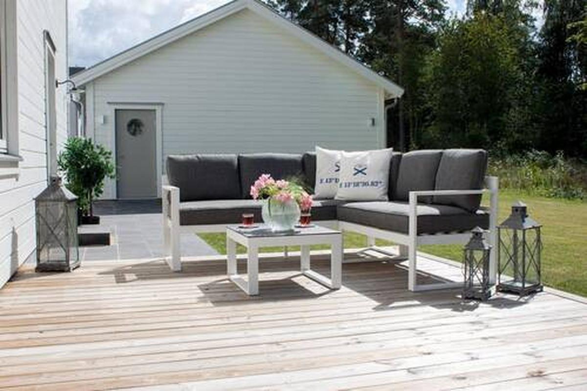 LOUNGEGARNITUR SALVADOR - Weiß/Grau, Basics, Textil/Metall (190/118cm) - Gardenson