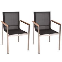Gartenstuhl-Set Teak 2er-Set - Silberfarben/Schwarz, Basics, Holz/Kunststoff (58/86/55cm) - Gardenson