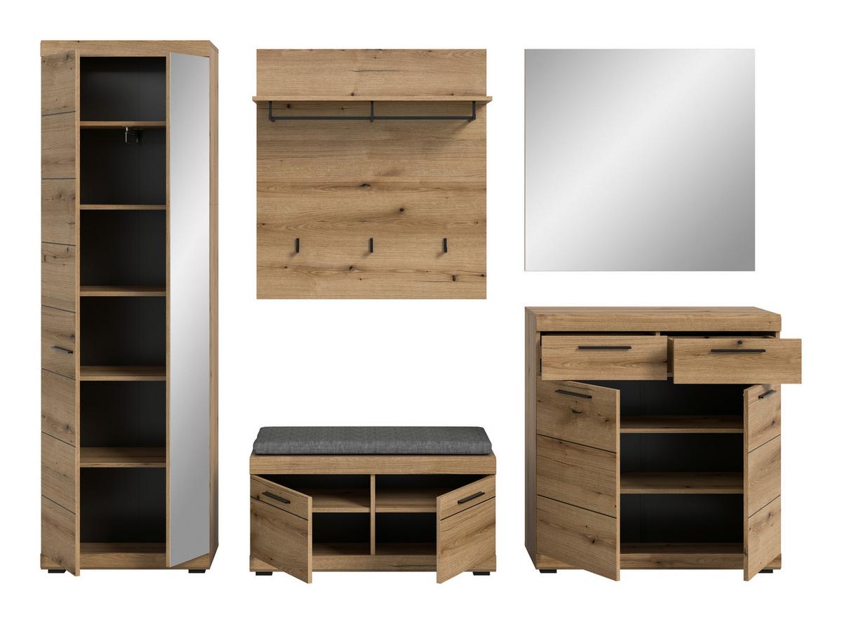 Predsoba Scout, Barva Hrasta, Z Blazino, 5-Delna - temni hrast, Design, leseni material (272/197/40cm) - Livetastic