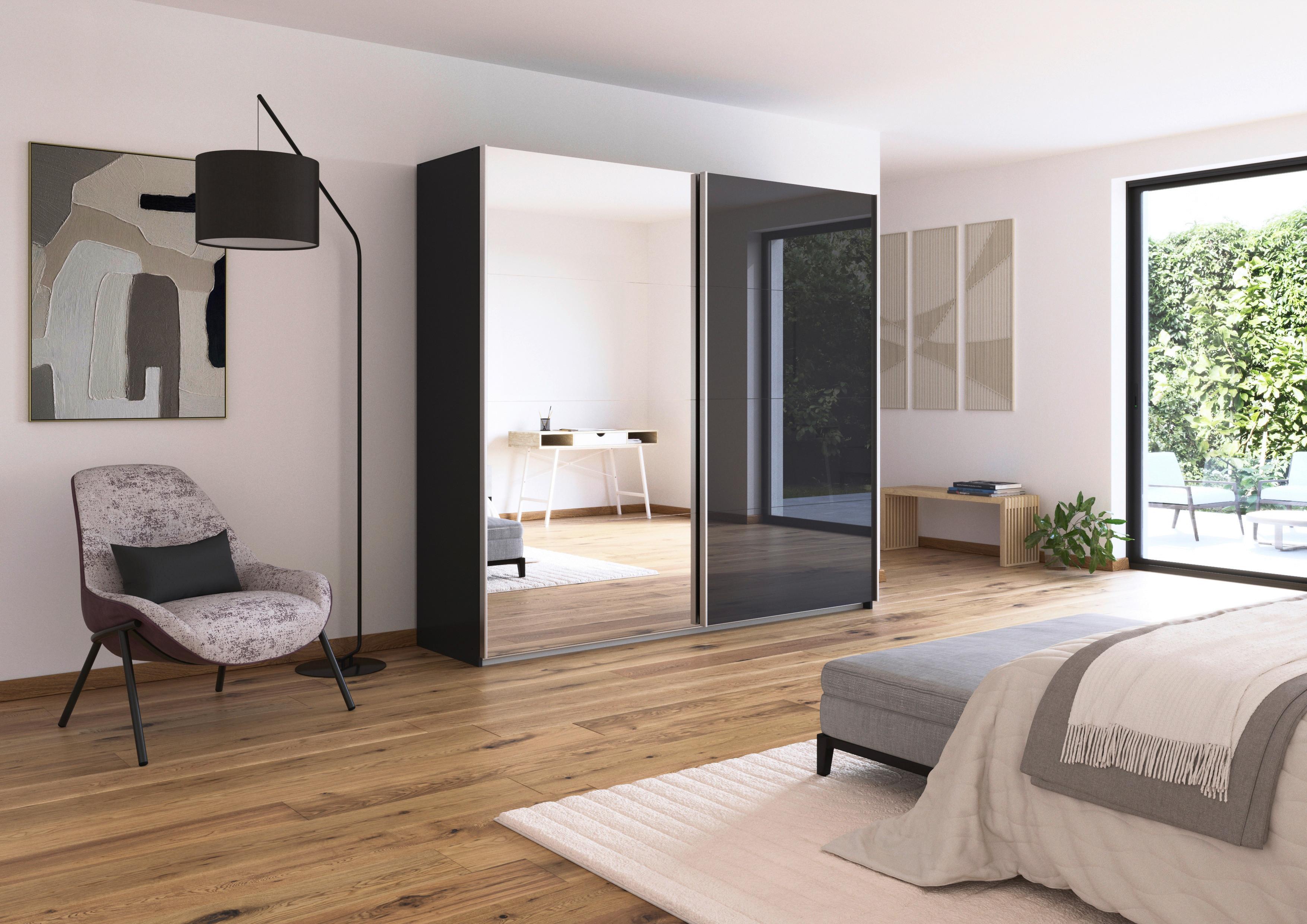 DULAP USI CULISANTE FELDKIRCH - argintiu/antracit, Modern, sticlă/material pe bază de lemn (225/210/62cm)