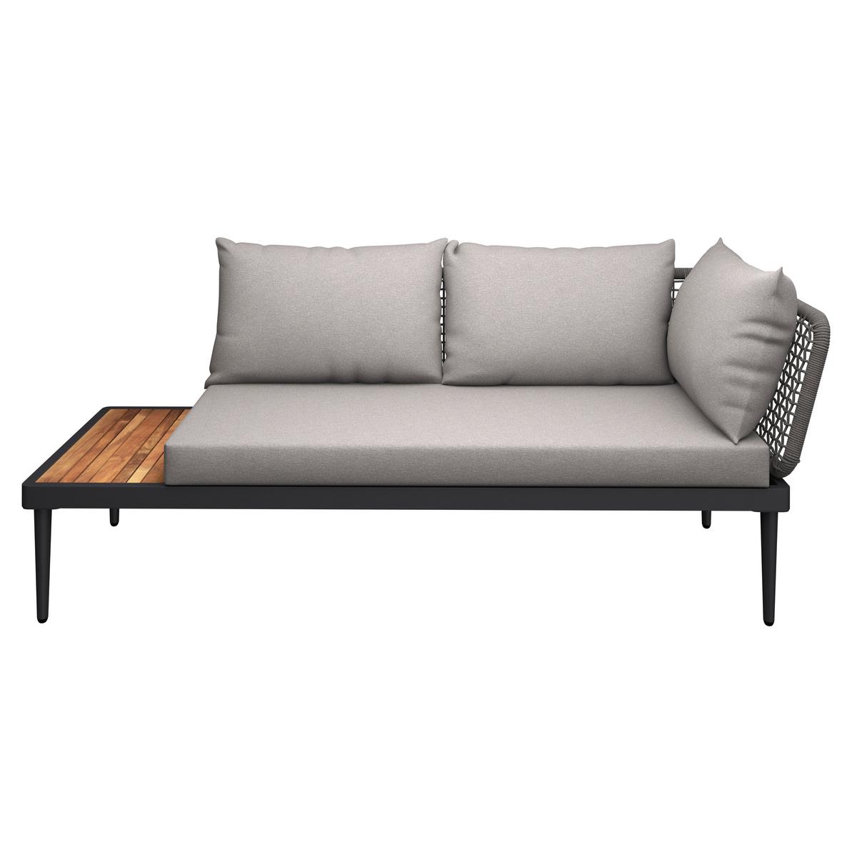 Lounge Garnitura Basel, Siva, Akacija, 3-Delno - siva/naravne barve, Moderno, kovina/steklo (186/150cm) - Beldano