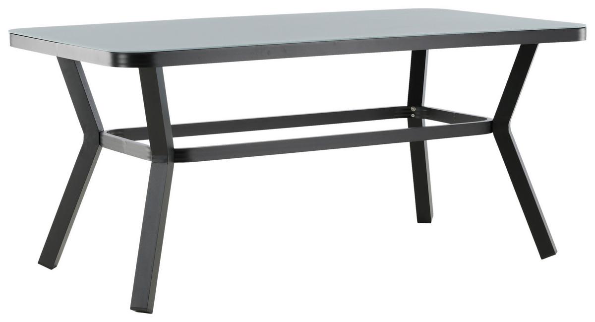 GARTENTISCH VIRYA - Schwarz/Grau, KONVENTIONELL, Glas/Metall (160/90/74cm) - Gardenson