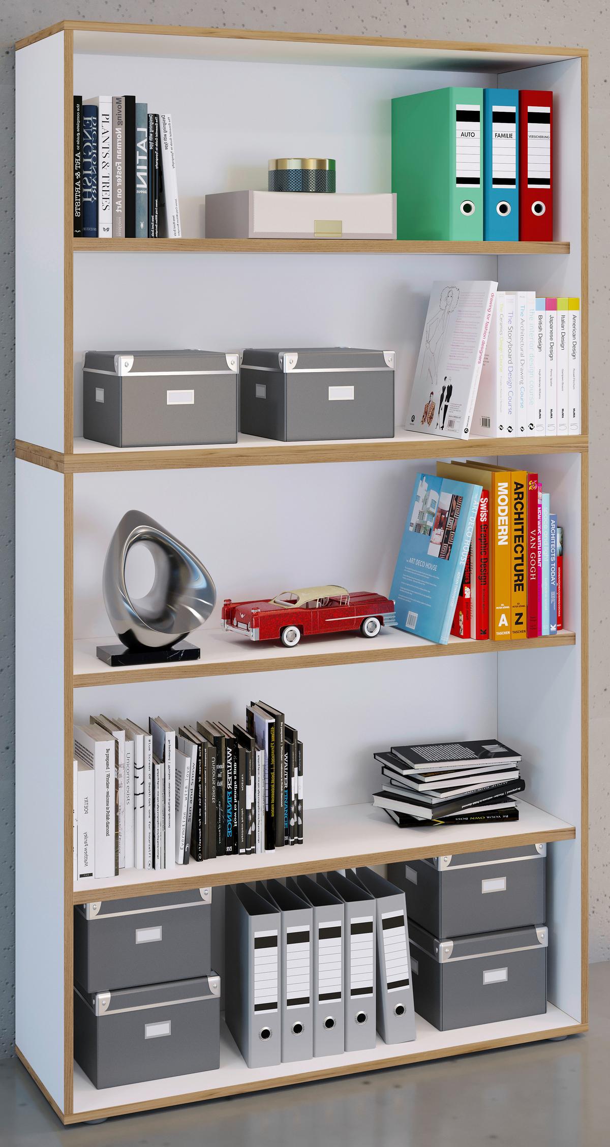 AKTENREGAL SALIA B100 - Honigeiche/Weiss, Design, Holzwerkstoff/Kunststoff (100/183/33cm) - MID.YOU