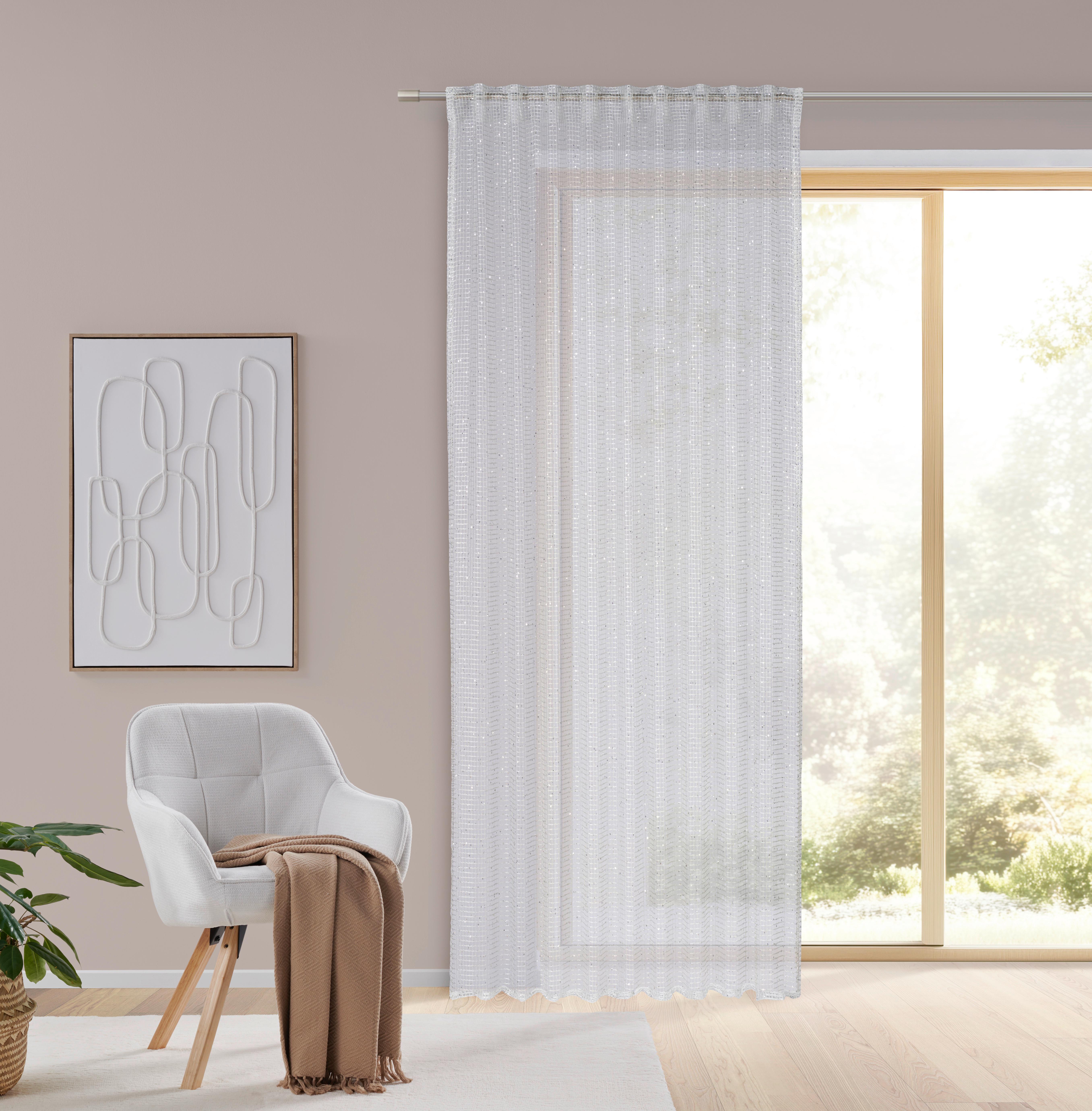 GARDINLÄNGD SPARKLE - silver/grå, textil (140/245cm) - Mömax
