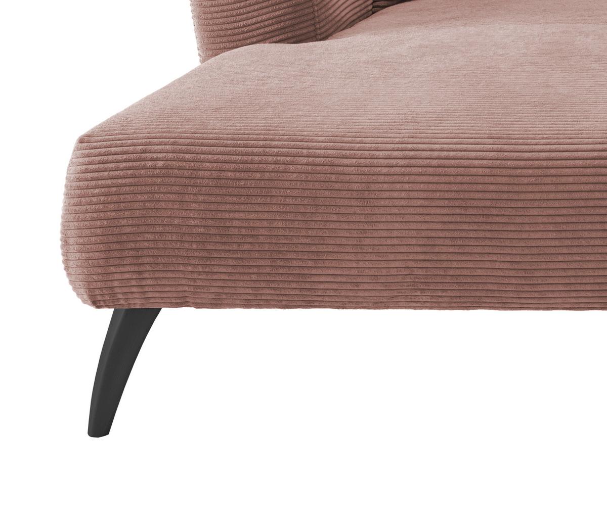 Wohnlandschaft Colori Rosa Cord - Schwarz/Rosa, MODERN, Holz/Textil (160/264cm) - MID.YOU