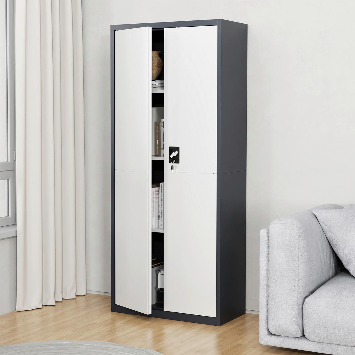 Aktenschrank Malivo - Weiss/Anthrazit, Konventionell, Metall (80/180/40cm) - MID.YOU