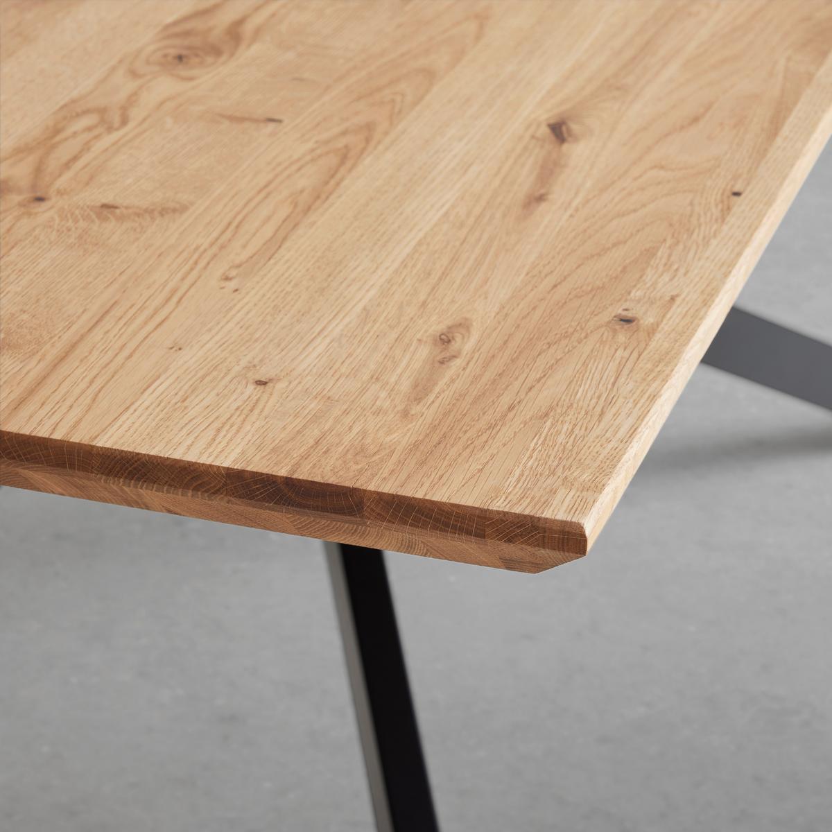 Esstisch Solid Giga - S Eichefarben - Eichefarben/Schwarz, Basics, Holz/Metall (200/100/75cm) - ecoTree