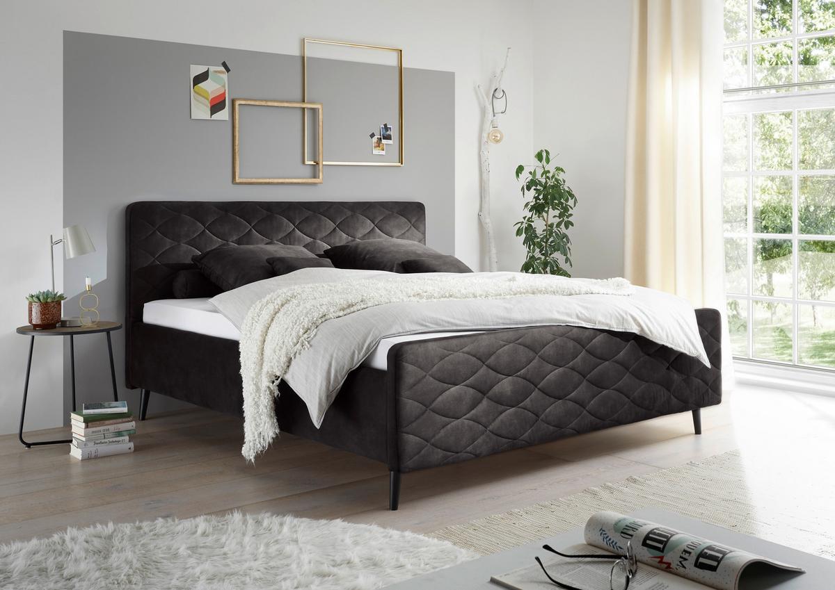 Polsterbett Mario A ca. 180x200 cm Dunkelgrau - Dunkelgrau, Basics, Holz/Holzwerkstoff (180/200cm) - MID.YOU