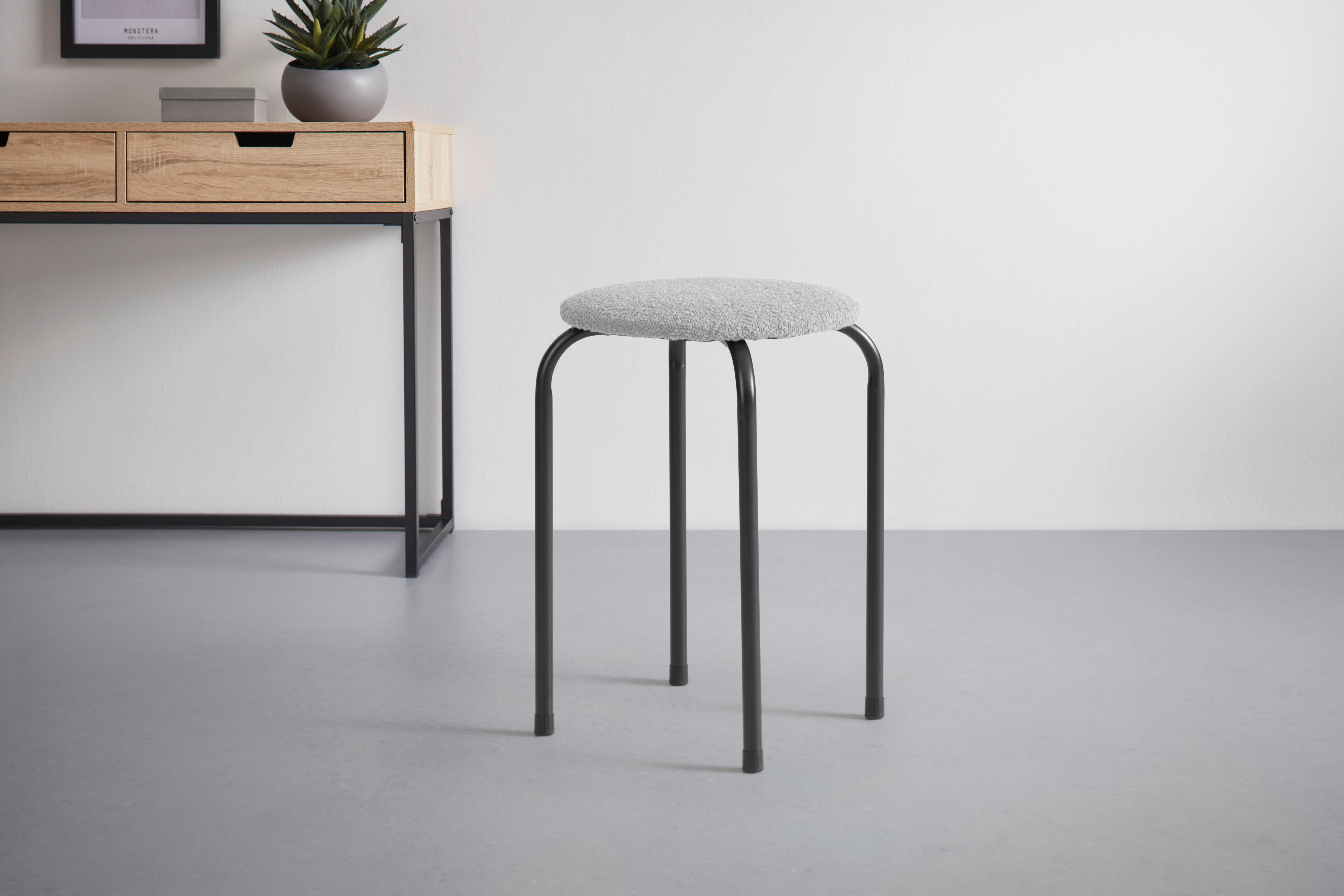 STAPELBAR PALL ISABELLE -SB- - grå/svart, Lifestyle, metall/textil (30/45/30cm) - Mömax
