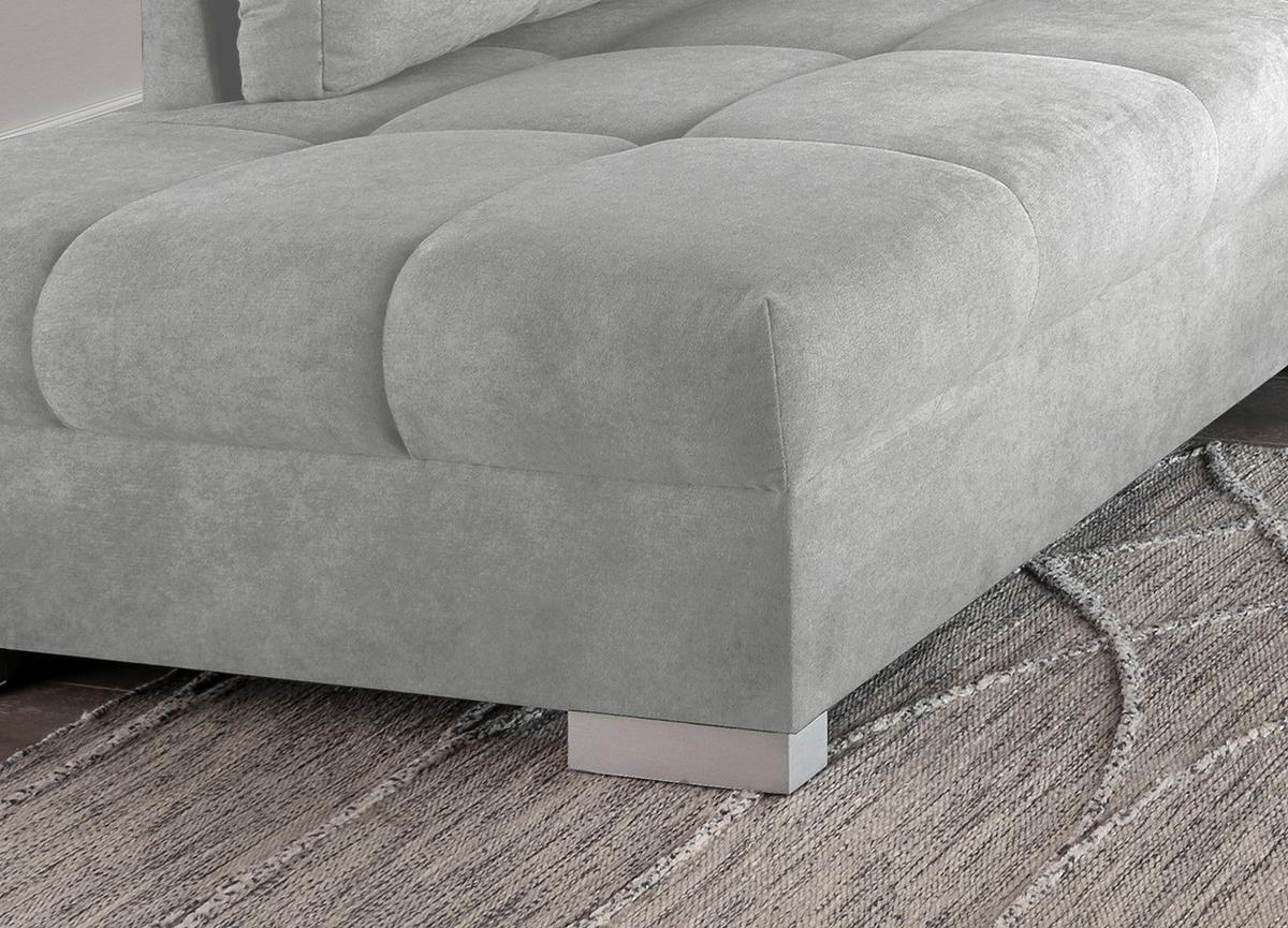 Wohnlandschaft Alvito Silberfarben Nylon/Mikrofaser - Silberfarben, Design, Holz/Textil (202/298cm) - MID.YOU