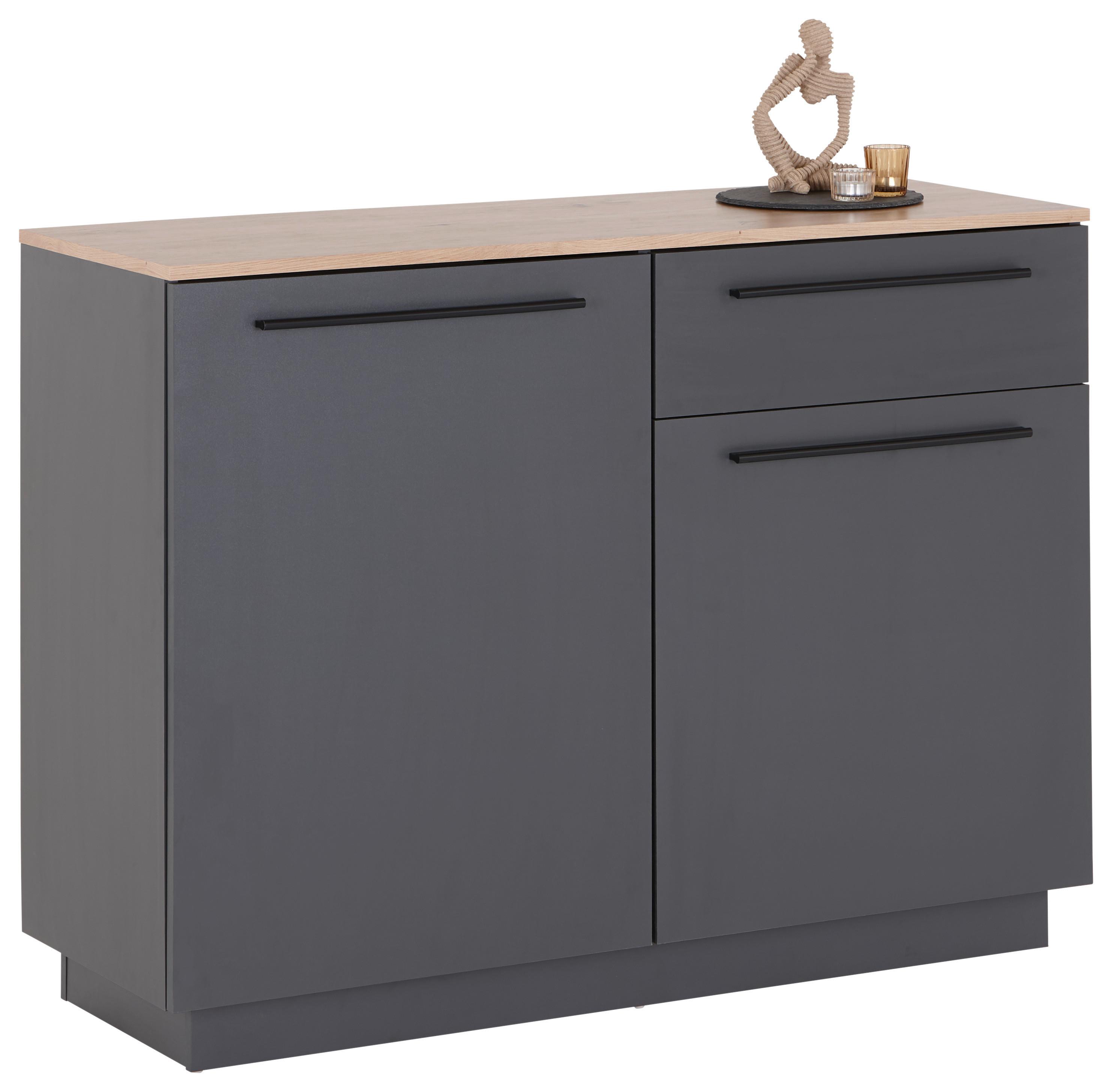 Comodă ALASKA 1 - stejar Artisan/antracit, Modern, material pe bază de lemn (120/90,9/42cm) - Modern Living