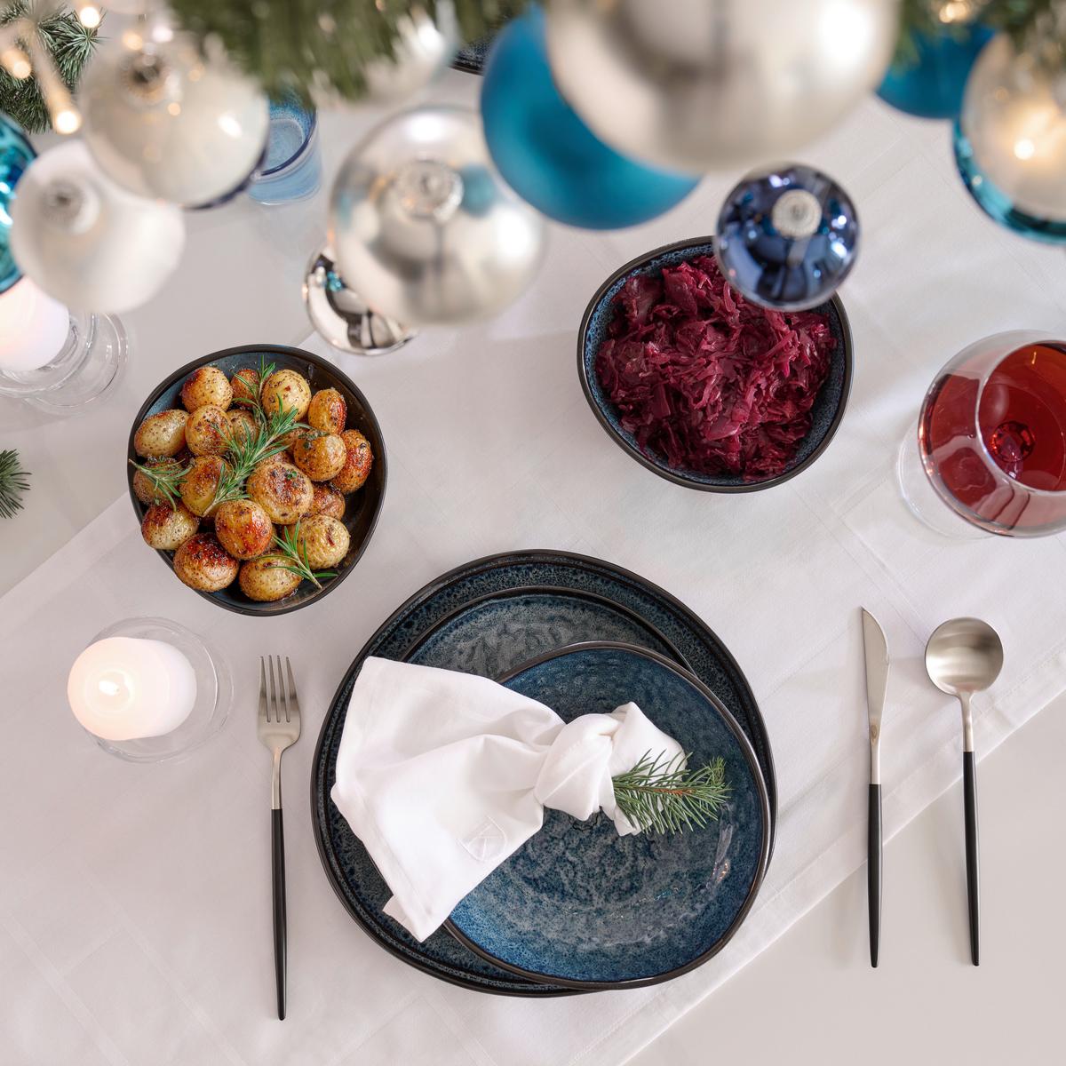 SERWIS OBIADOWO-ŚNIADANIOWY SØREN BLUE - niebieski, Trend, ceramika - Novel