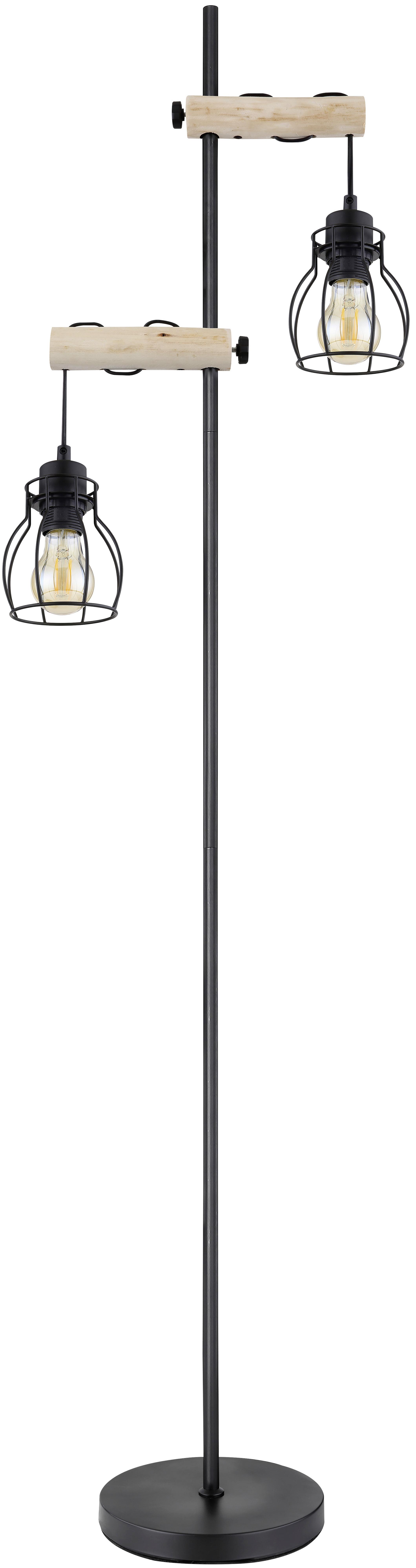 Stehleuchte Aaliyah in Naturfarben max. 40 Watt - Schwarz/Naturfarben, Romantik / Landhaus, Holz/Kunststoff (23/150cm) - Modern Living