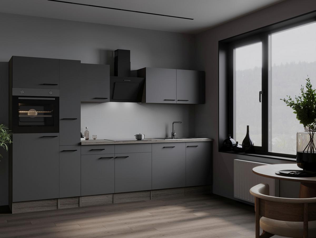 Kuhinjski Blok Z Aparati Oliver, 310cm - črna/siva, Design, kovina/leseni material (310cm) - Respekta