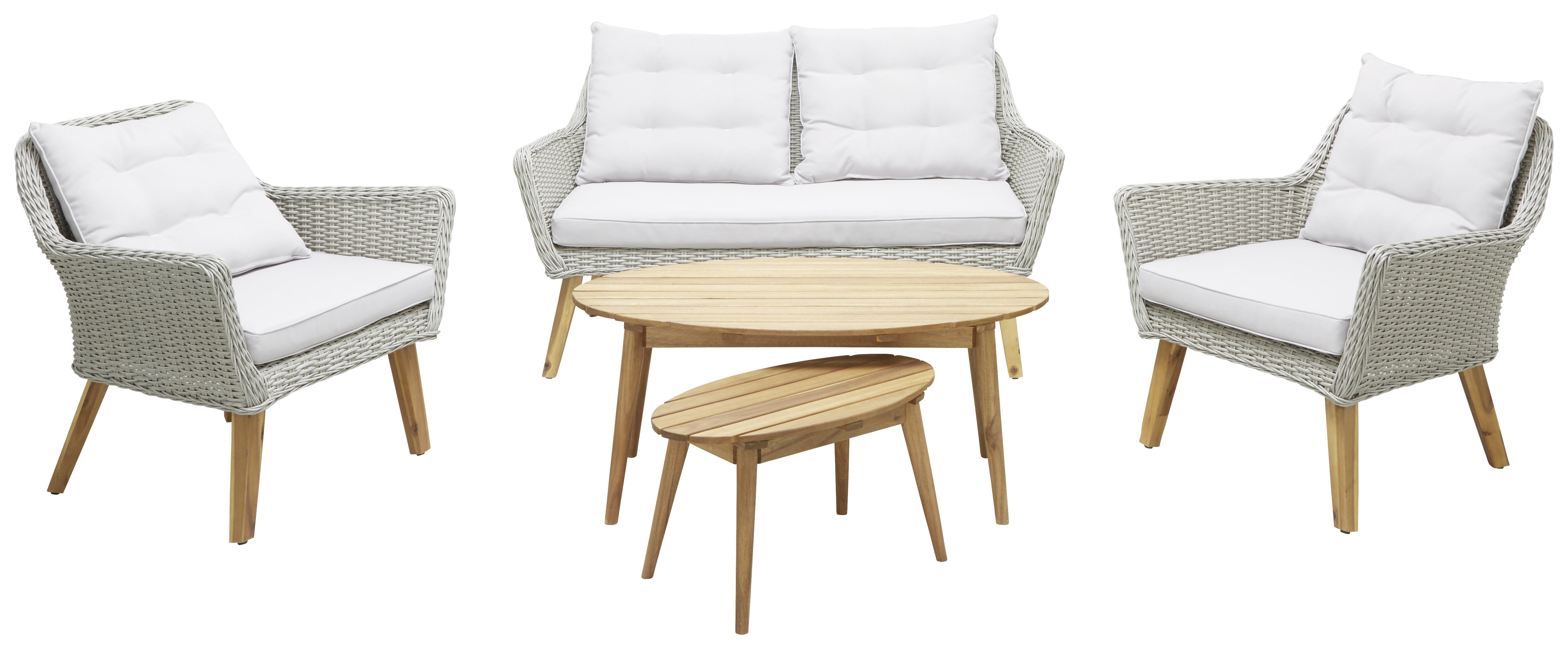 Loungegarnitur Brüssel in Naturfarben/Grau - Naturfarben/Grau, Modern, Holz/Kunststoff - Zandiara