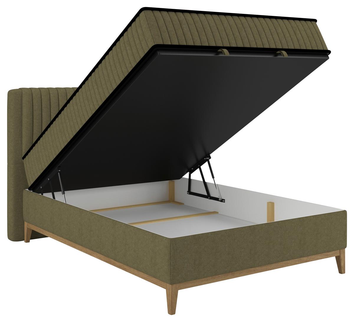 Bett Elena Olivgrün ca. 140x200cm - Olivgrün, KONVENTIONELL, Holz/Holzwerkstoff (140/200cm) - Sembella