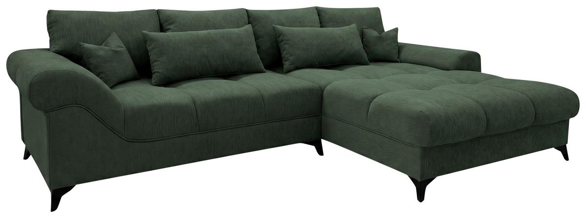 Ecksofa Noah Grün - Schwarz/Grün, MODERN, Holzwerkstoff/Kunststoff (295/195cm) - Based