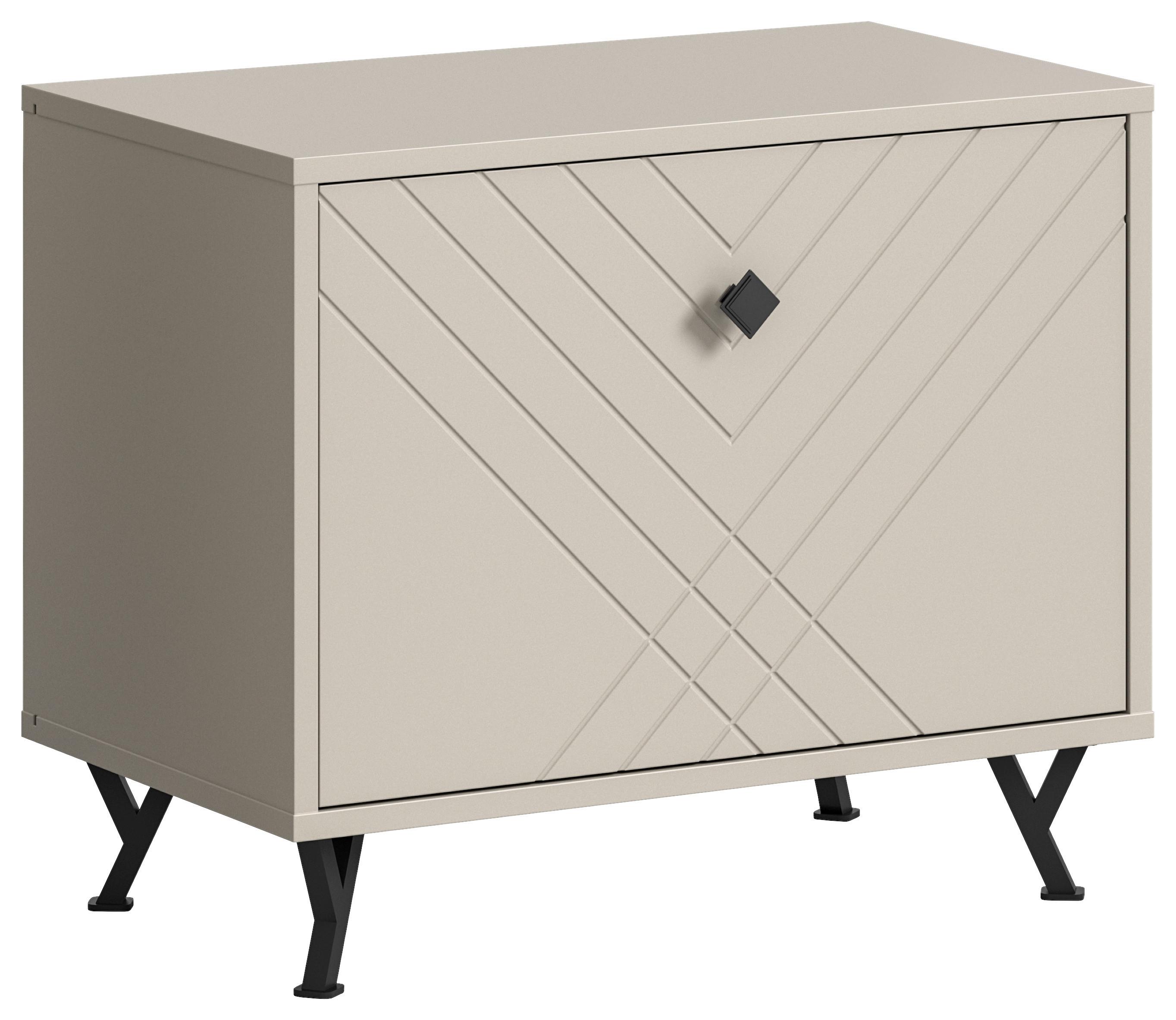 Sitzbank Notes ca. 60x50x35 cm Sandbeige - Beige, Design, Holzwerkstoff/Metall (60/50/35cm) - MID.YOU