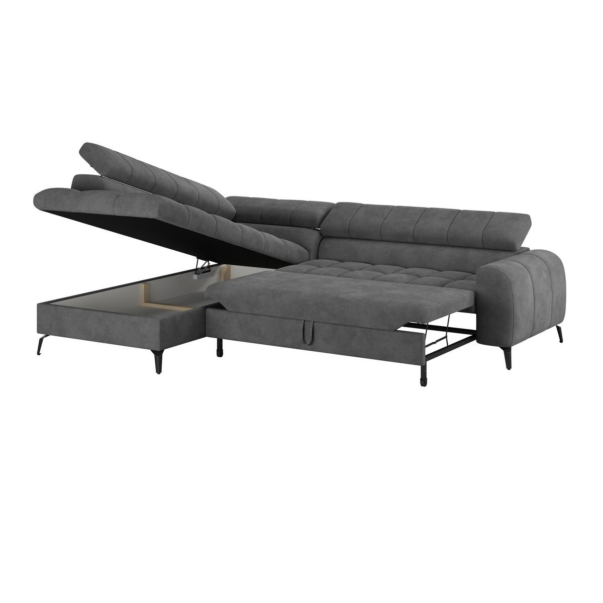 Kutna Garnitura Volf - tamno siva/crna, Trend, tekstil/metal (203/261cm)