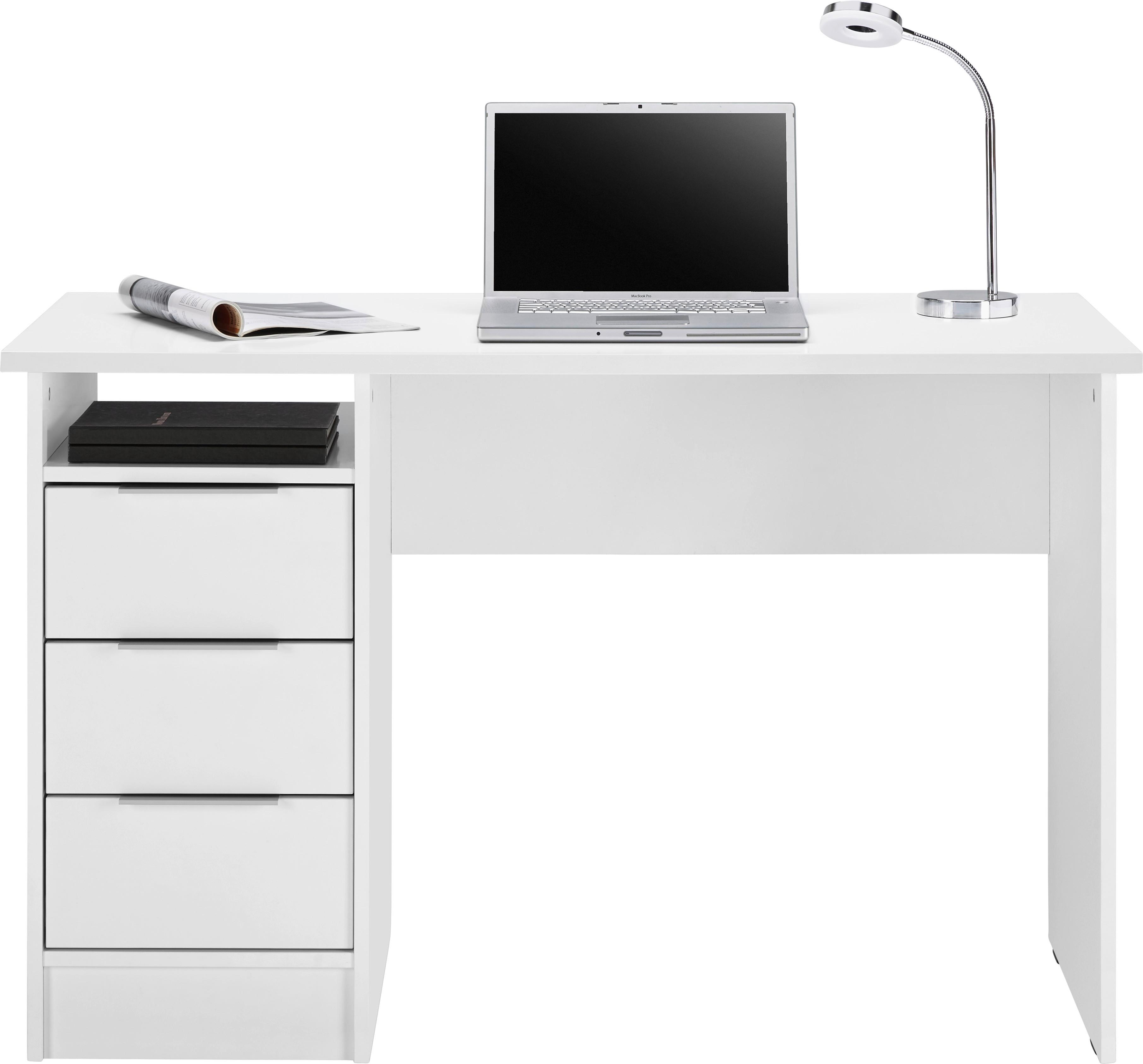 Íróasztal Fehér 3 Fiókkal Student - krómszínű, Konventionell, faalapú anyag/fém (120/76/55cm) - Best Price
