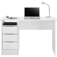 Schreibtisch in Weiss matt - Chromfarben, Konventionell, Holzwerkstoff/Metall (120/76/55cm) - Based