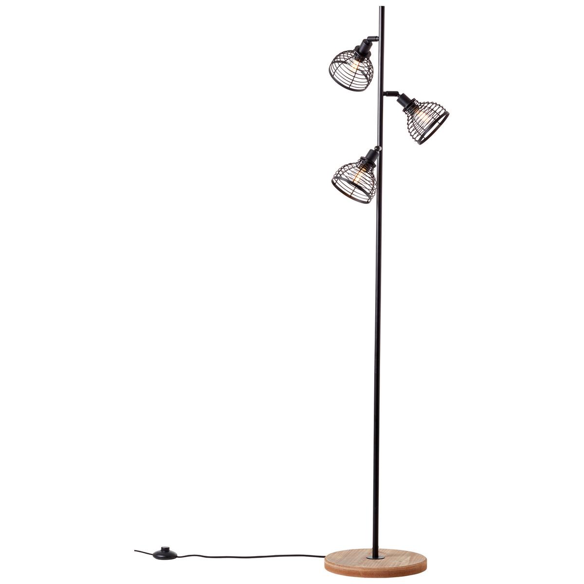 Stehleuchte Avia Schwarz ca. 42 Watt - Schwarz, Natur, Holz/Metall (20/153,5cm) - Brilliant