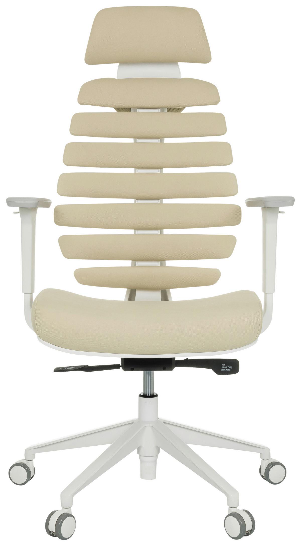 Pisarniški Stol Ergo Line W, Bež - bela/bež, Moderno, umetna masa/tekstil (67/116 - 133/65cm) - MID.YOU