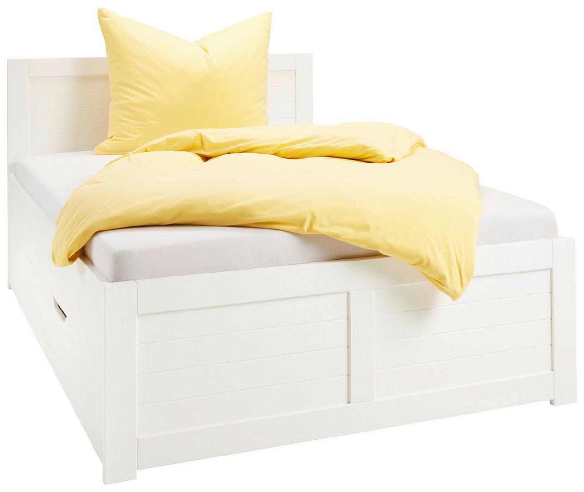 Postelja Madita, Bela, 140x200 - bela, Romantika, leseni material/les (150/90/208cm) - Mömax