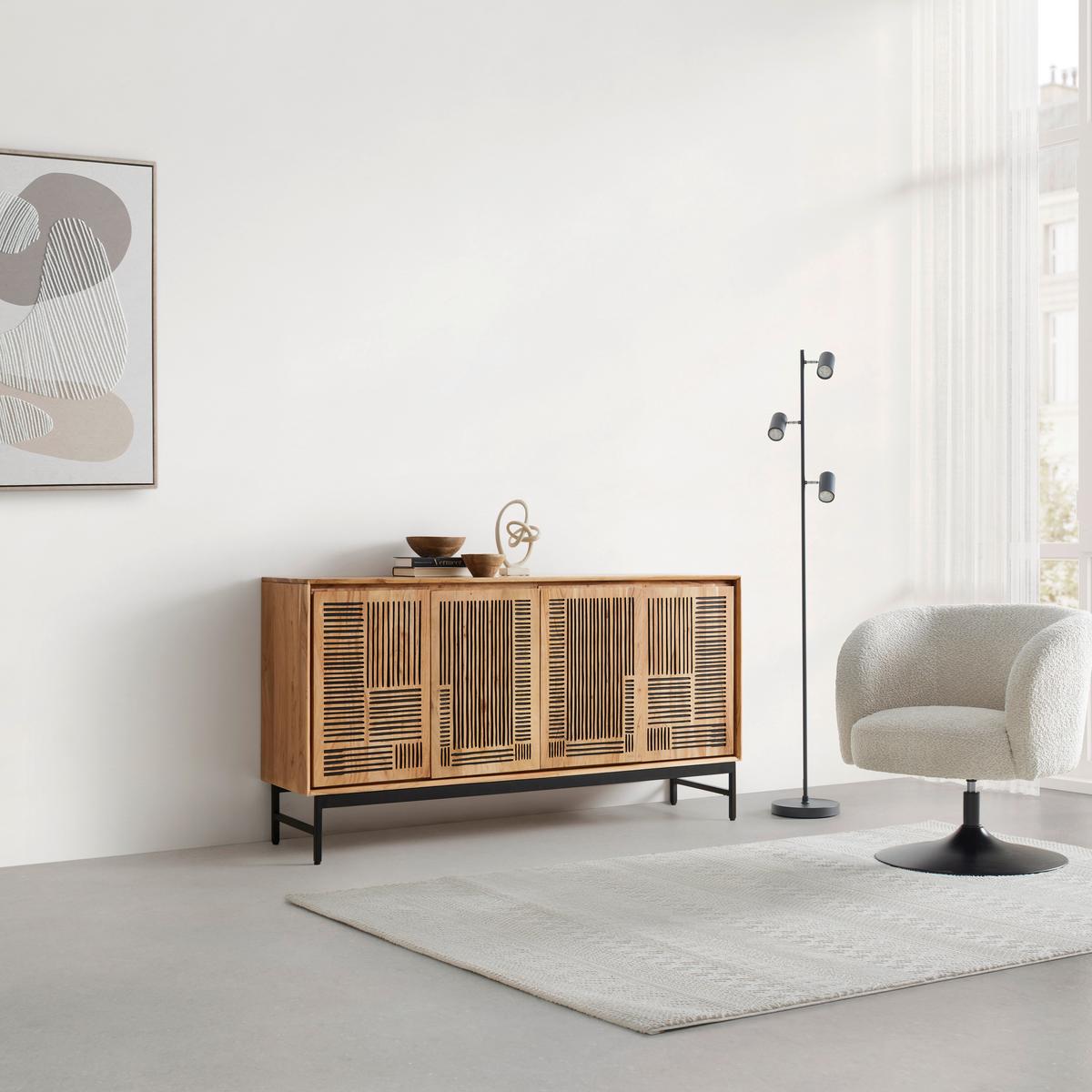 Sideboard Tarim Schwarz/Akazienfarben - Schwarz/Akaziefarben, LIFESTYLE, Holz/Metall (160/85/40cm) - Mömax