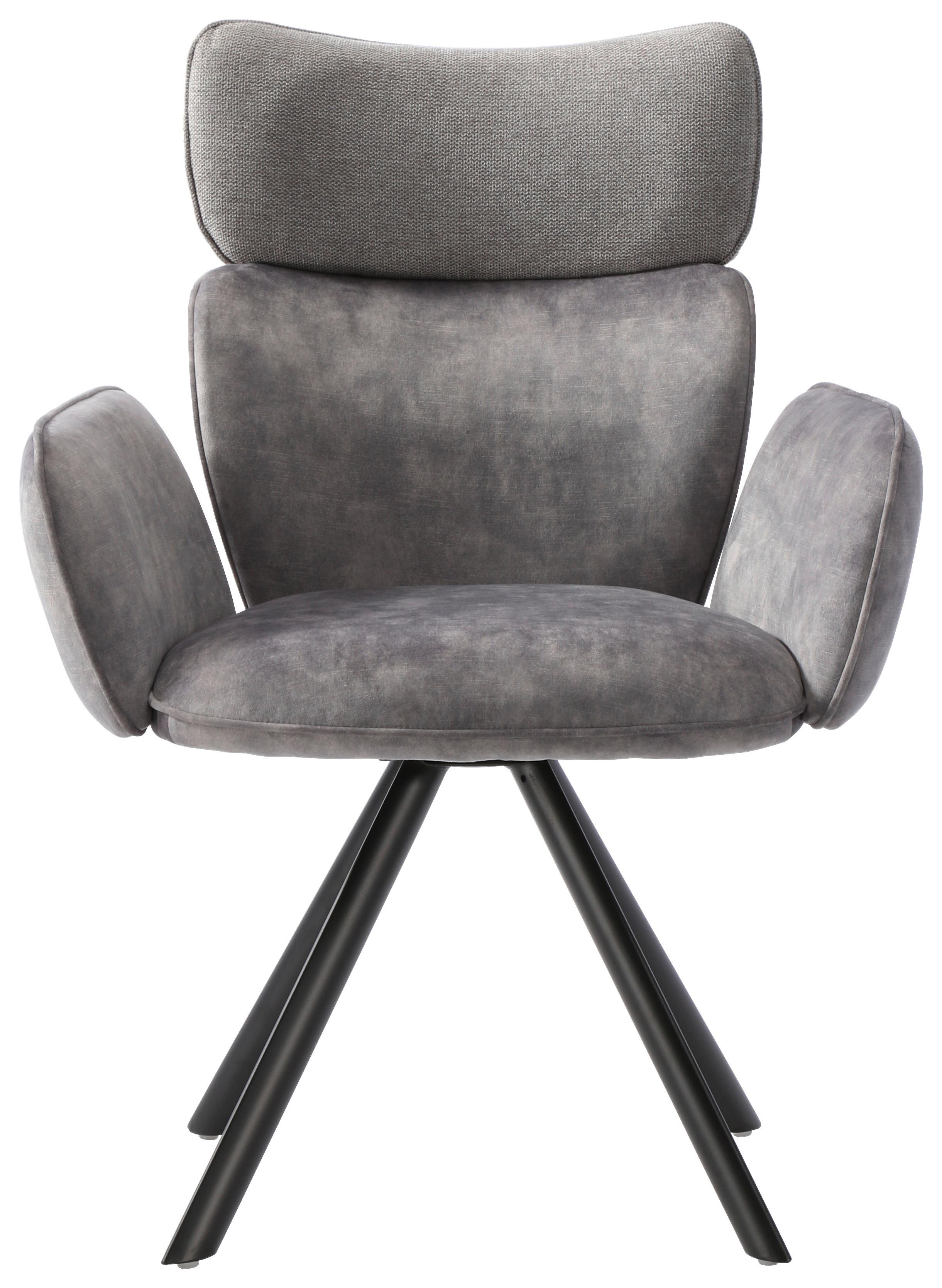 KRZESŁO Z PODŁOKIETNIKAMI GEROLD -HOM IN- - czarny/szary, Design, metal/tkanina (64,5/93/61cm) - Hom`in