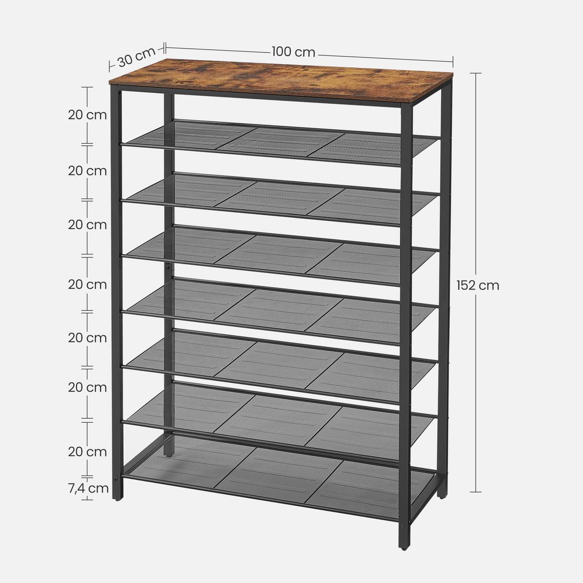 SCHUHREGAL SHOE RACK - Schwarz/Braun, MODERN, Holzwerkstoff/Metall (100/152/30cm) - MID.YOU